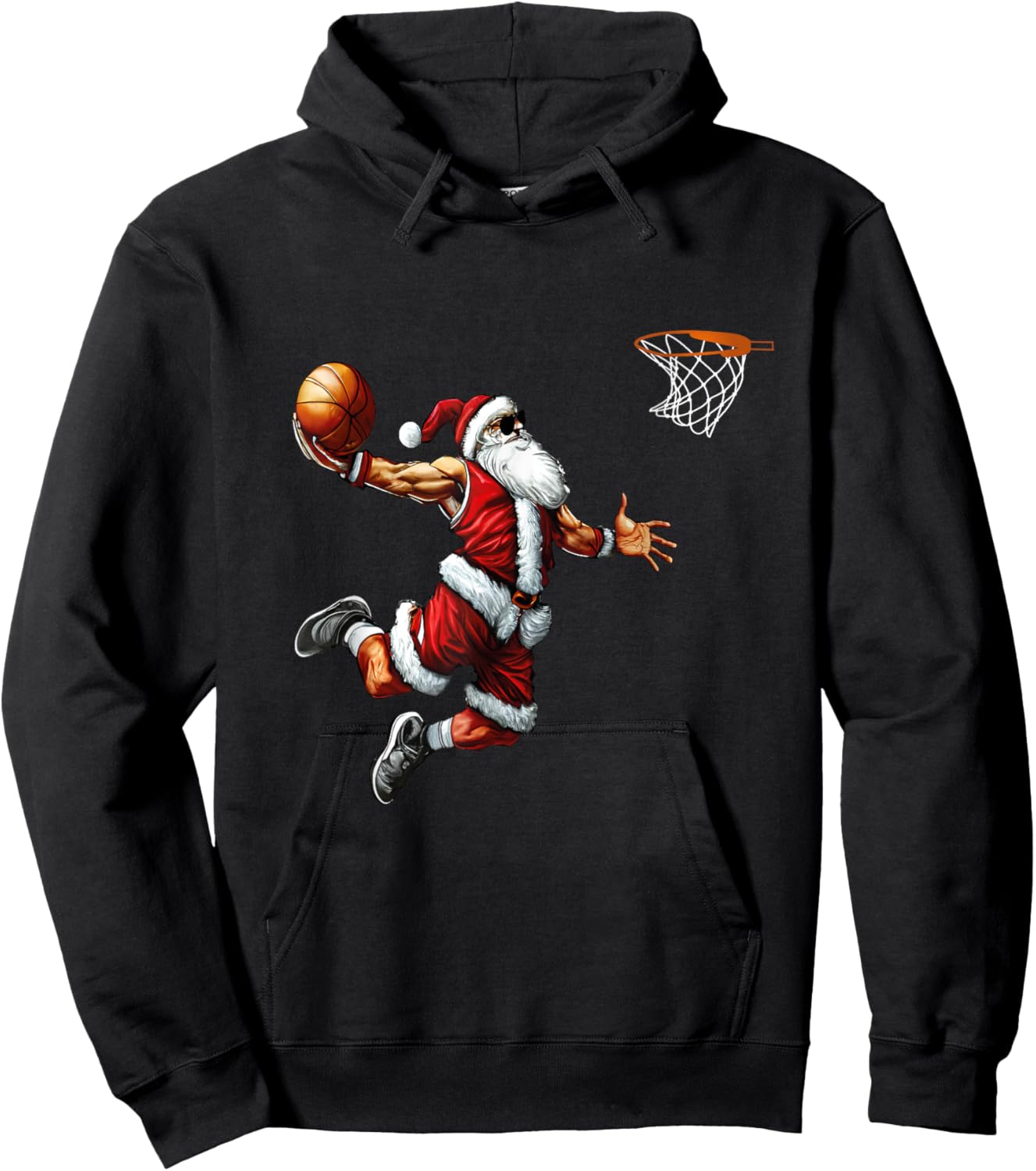 Santa Playing Basketball Christmas Hoodie - Hoodie | Black