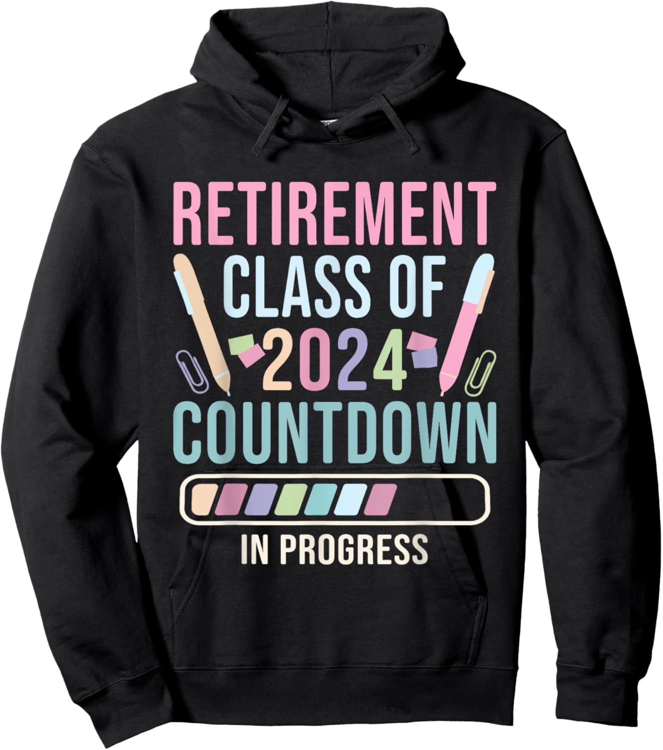 Retirement Primary Elementary Teacher 2024 Retiring Progress Hoodie - Hoodie | Black