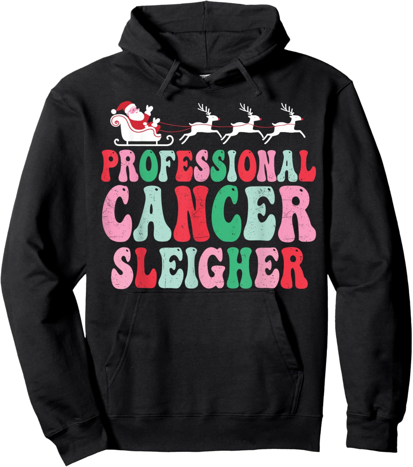 Professional Cancer Sleigher Oncology Christmas Nurse Women Hoodie - Hoodie | Black