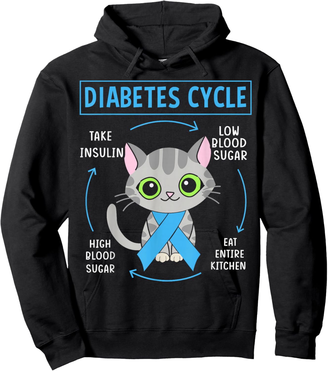 Cat Diabetes Cycle Diabetes Awareness Cat Lover Diabetic Hoodie - Hoodie | Black