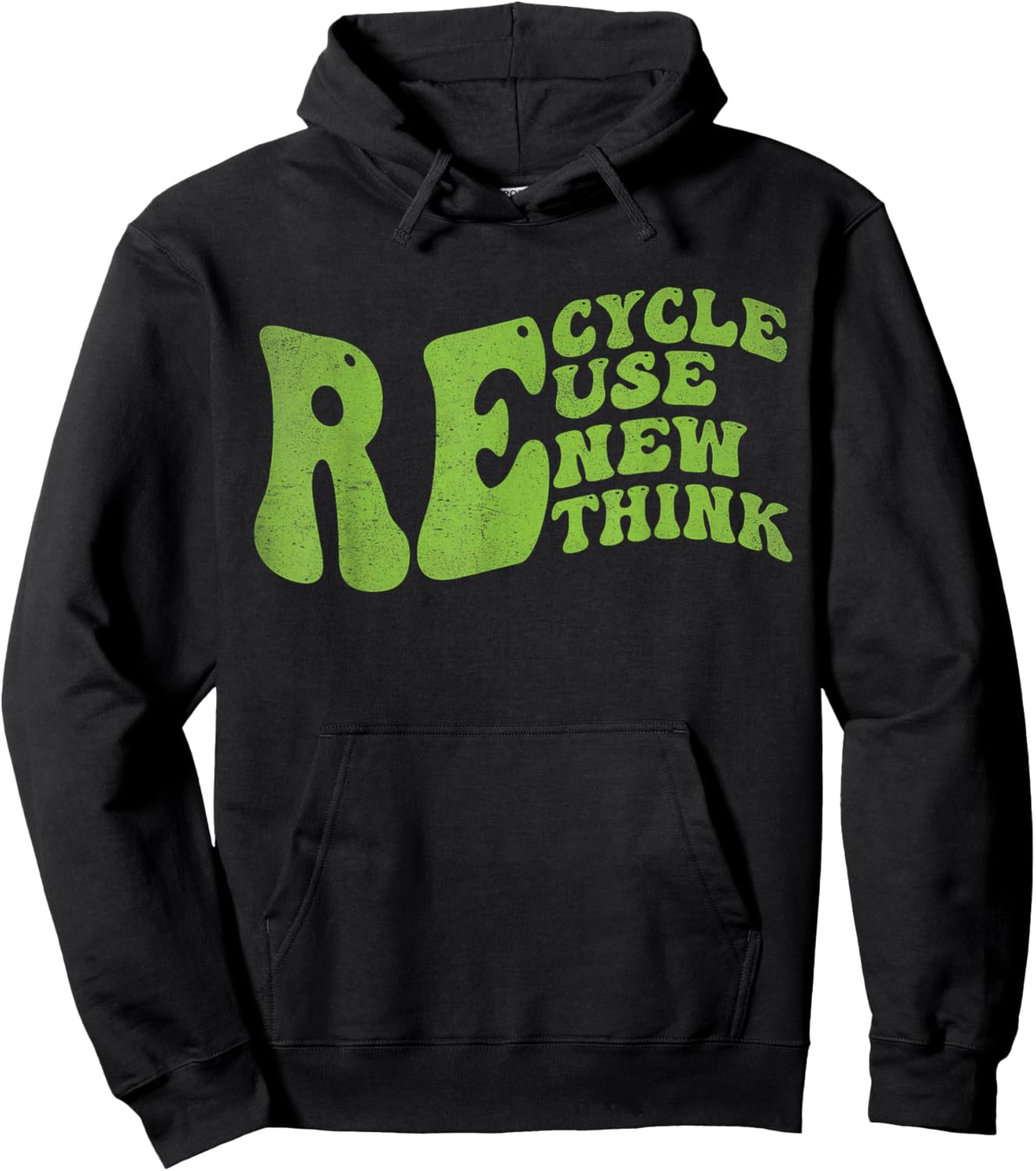 Recycle Reuse Renew Rethink Retro Groovy Earth Day Hoodie - Hoodie | Black