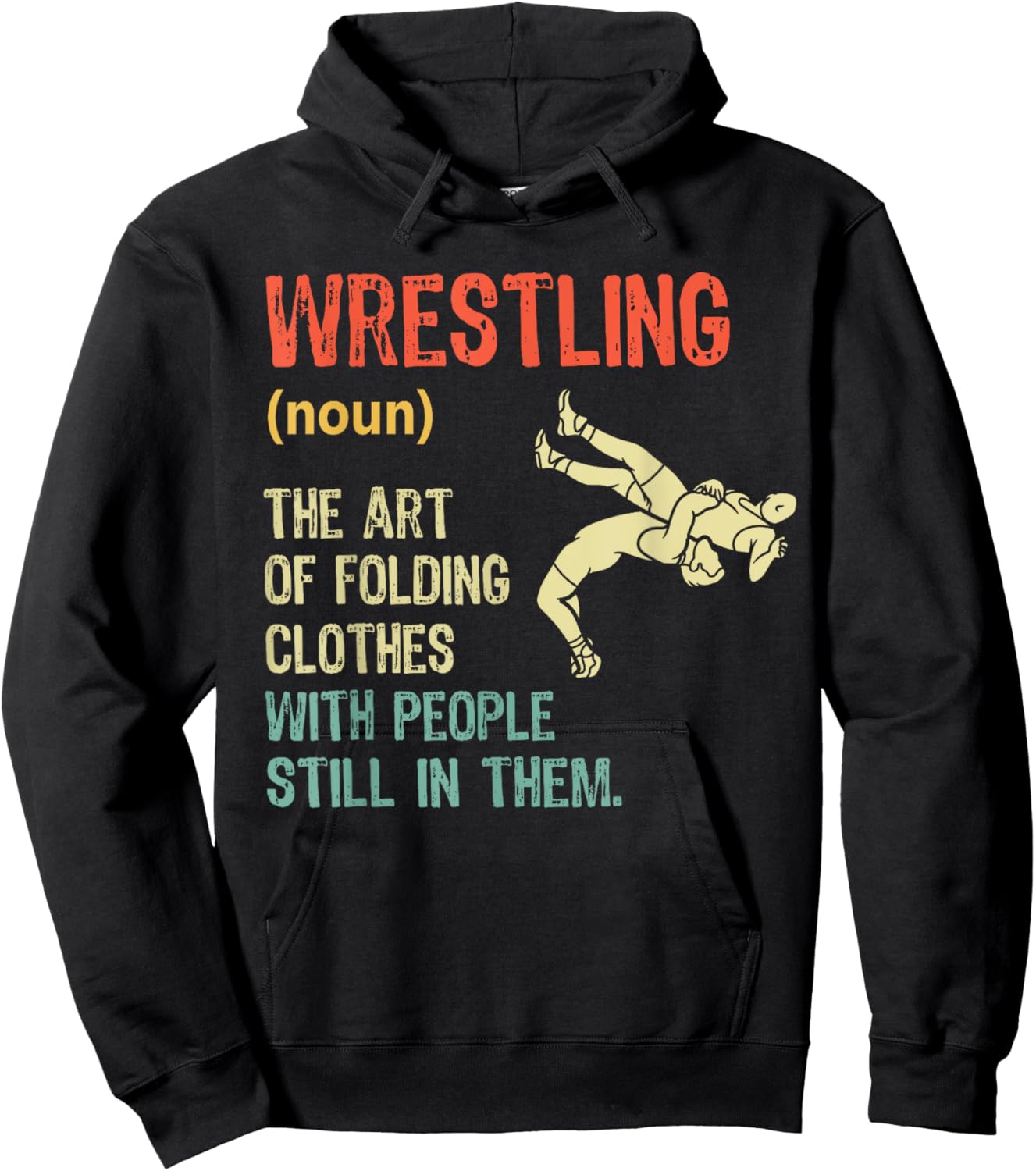 Funny Wrestling Definition Wrestler Folding Clothes Vintage Hoodie - Hoodie | Black