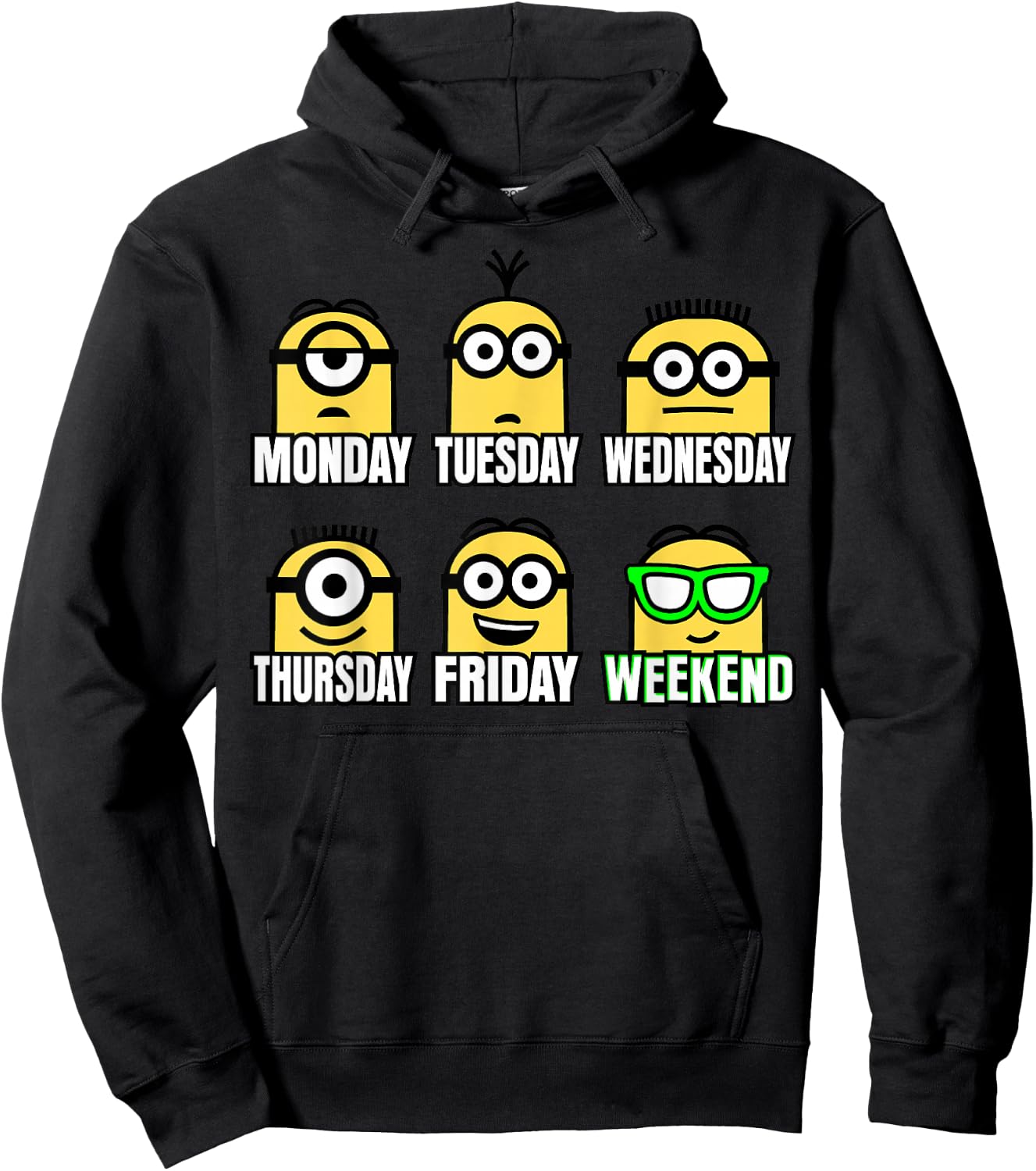 Despicable Me Minions Days and Expressions Of the Week Hoodie - Hoodie | Black