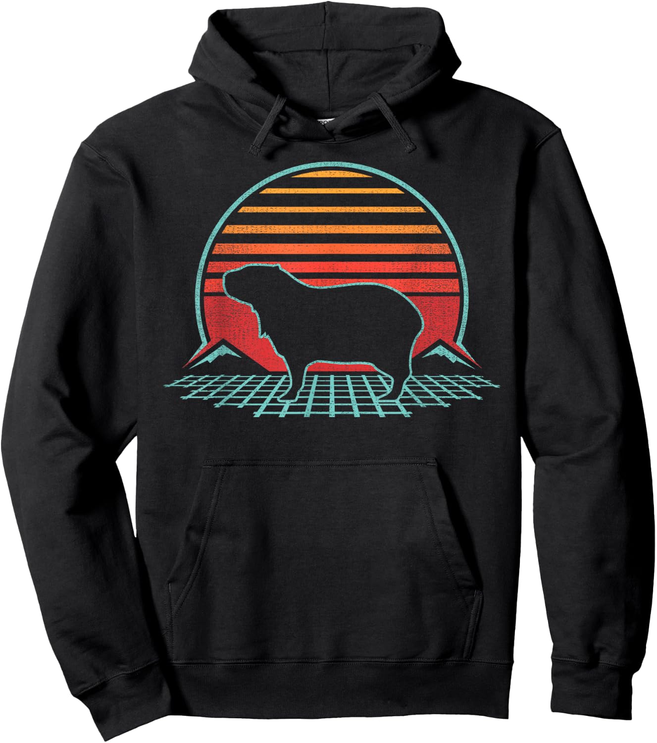 Capybara Lover Animal Retro Vintage 80s Style Hoodie - Hoodie | Black