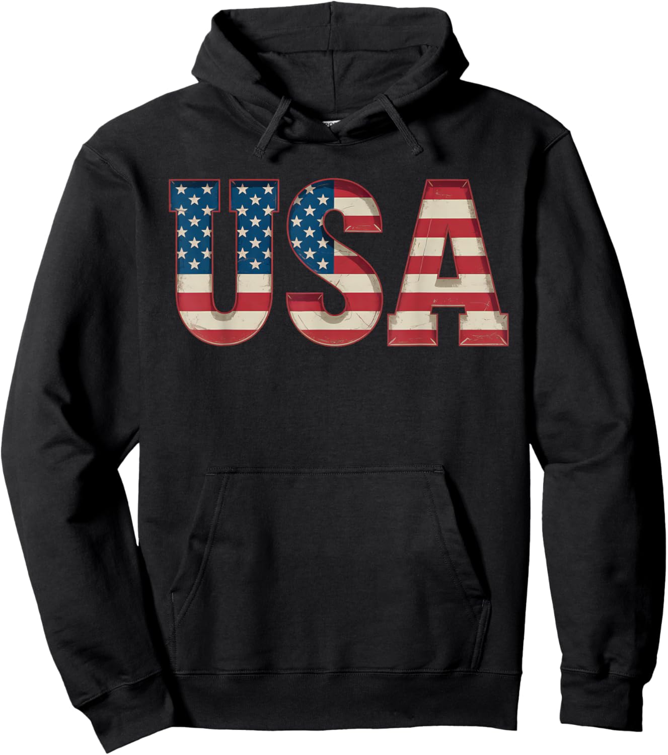 USA US Flag Patriotic 4th of July America Men Women Kids Hoodie - Hoodie | Black