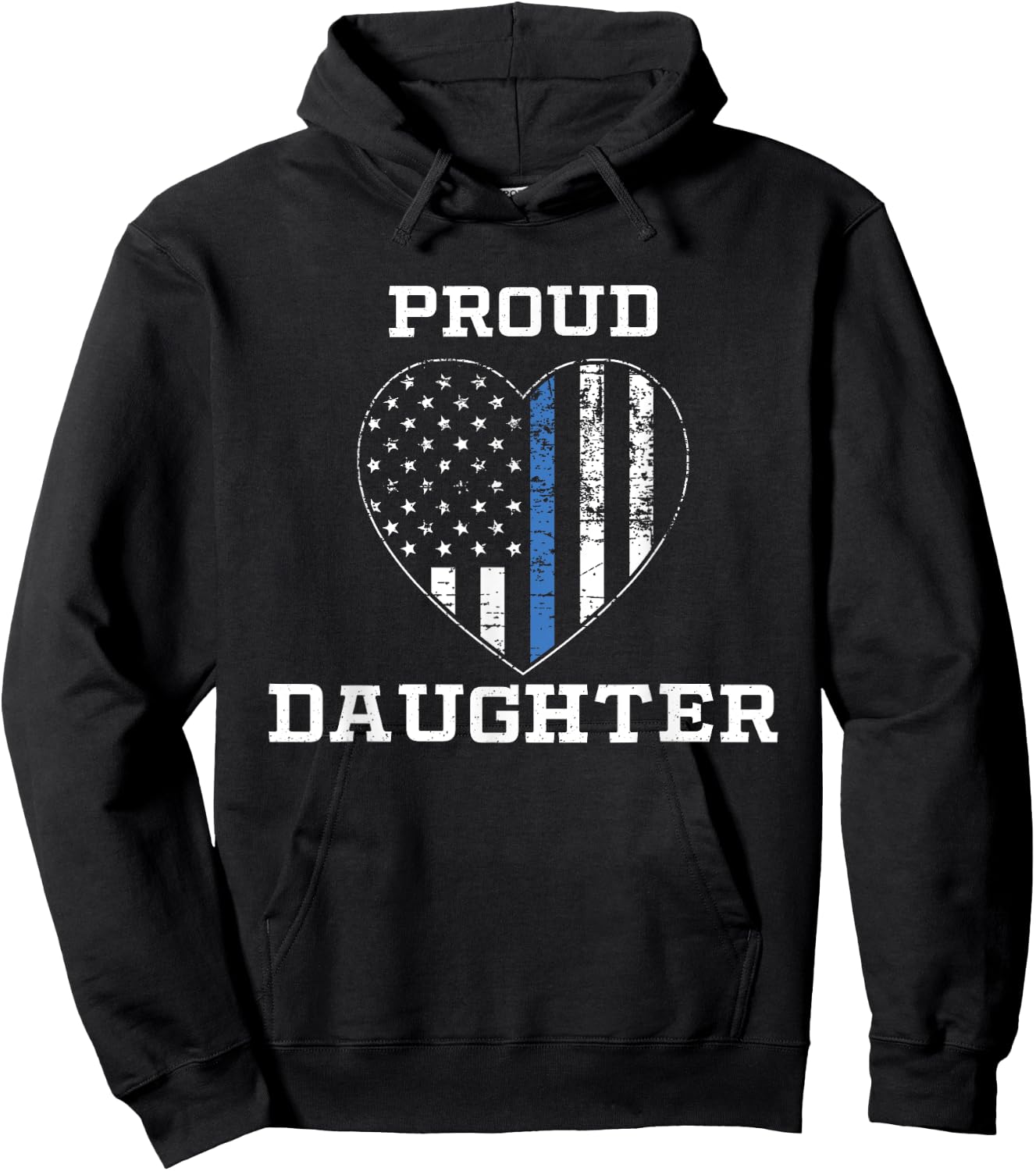 Proud Police Daughter Thin Blue Line Gift Hoodie - Hoodie | Black