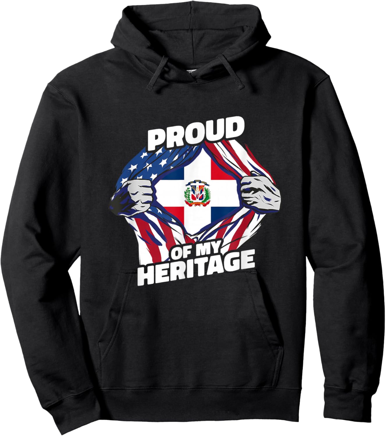 Proud of My Heritage - Dominican Republic American Flag Hoodie - Hoodie | Black