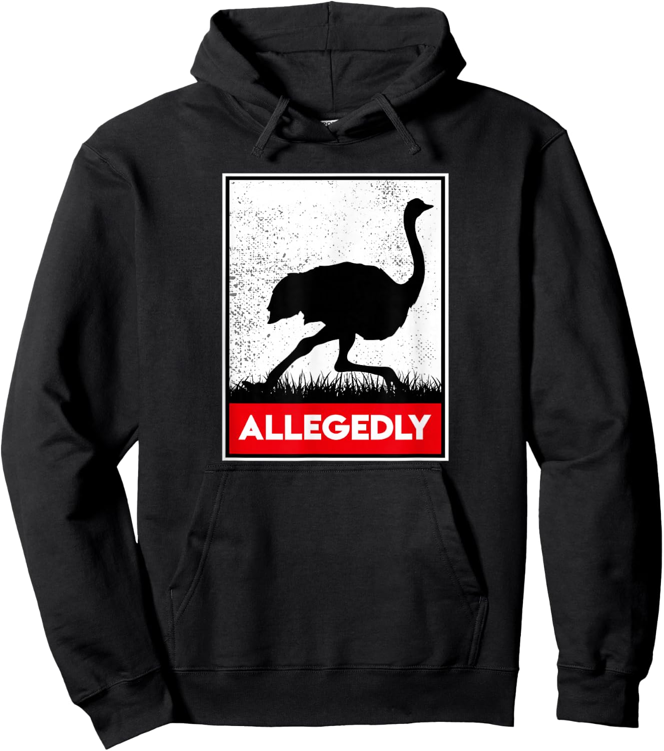 Allegedly Ostrich Co. Allegedly Ostrich Funny Flightless Bird -Adults Black Hoodie - Hoodie | Black