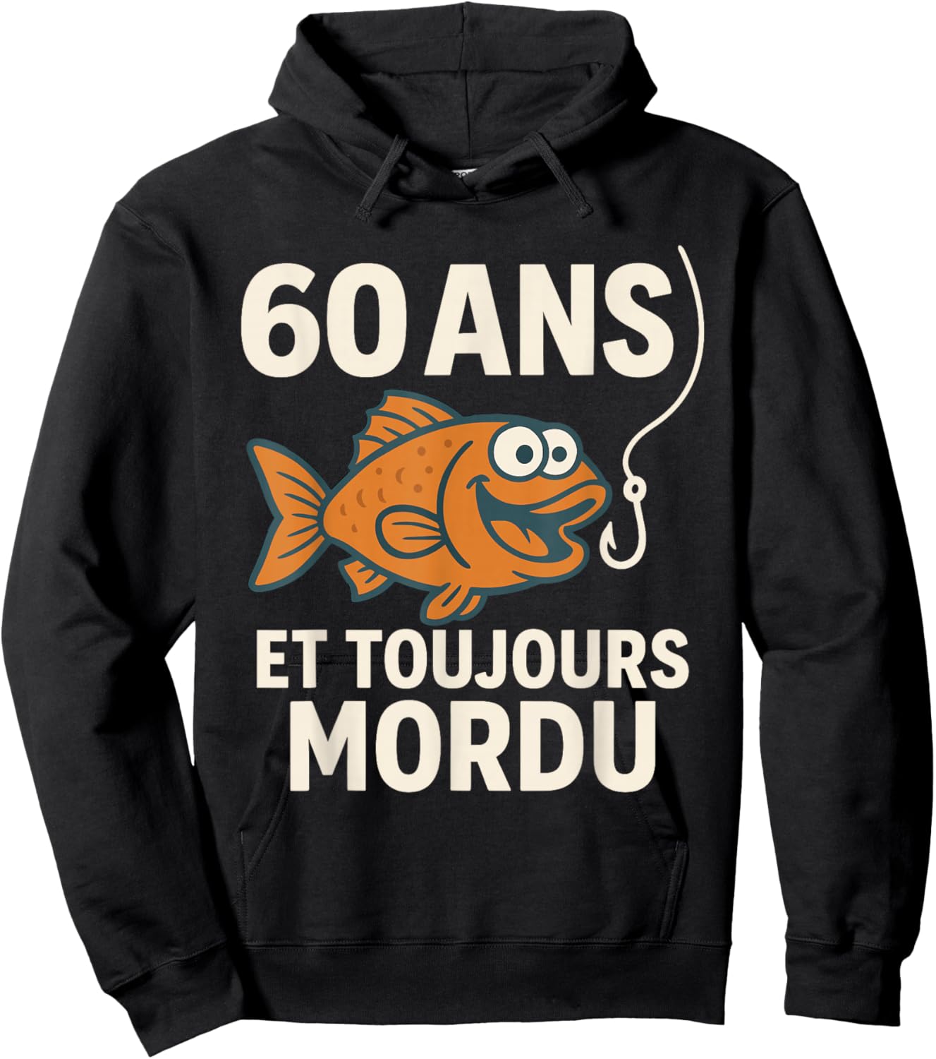 60 Years and Always Bitten Birthday Gift Fisherman Funny Hoodie - Hoodie | Black