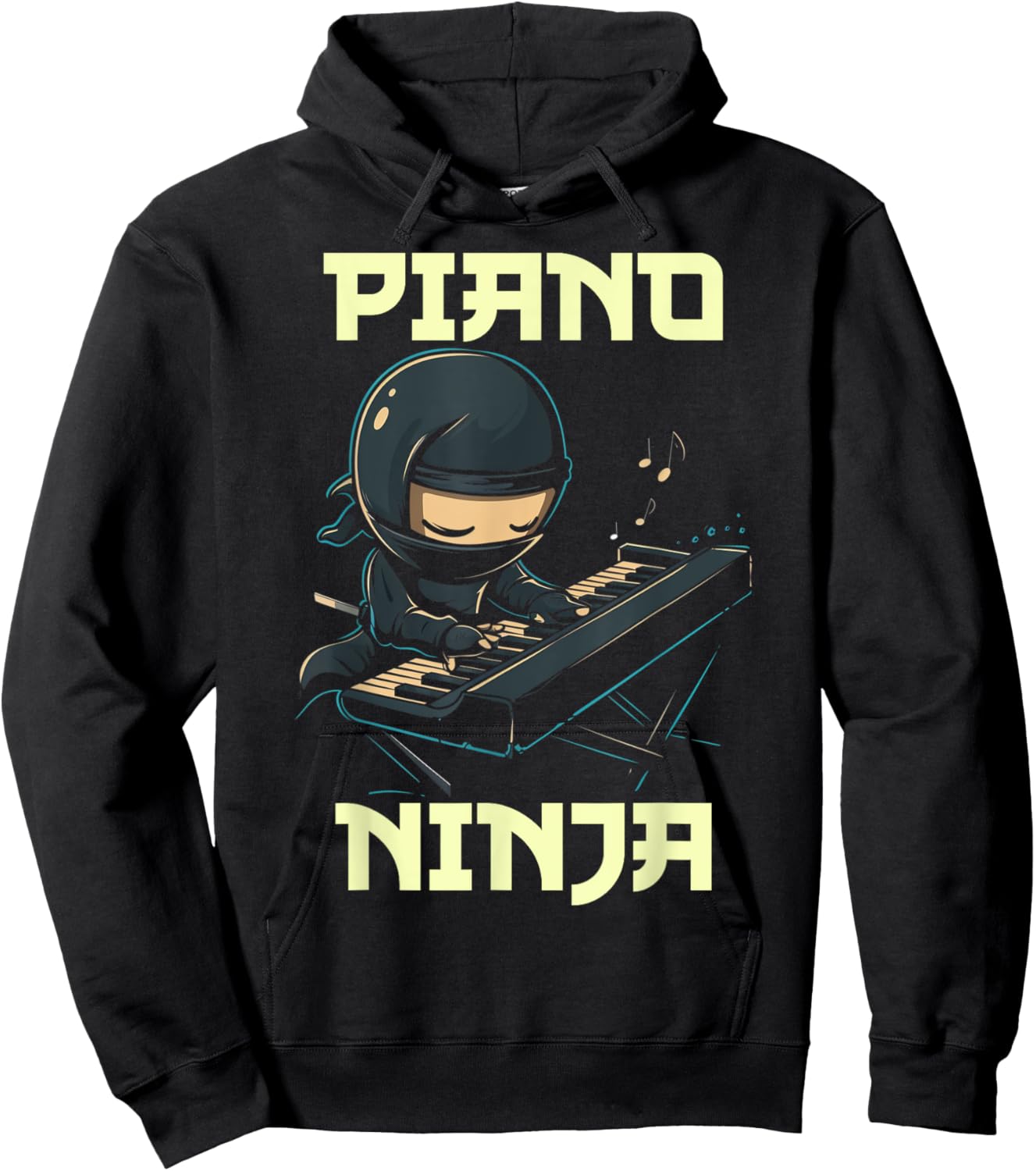 Piano Ninja Funny Cute Kawaii Music Musician Pianist Hoodie - Hoodie | Black