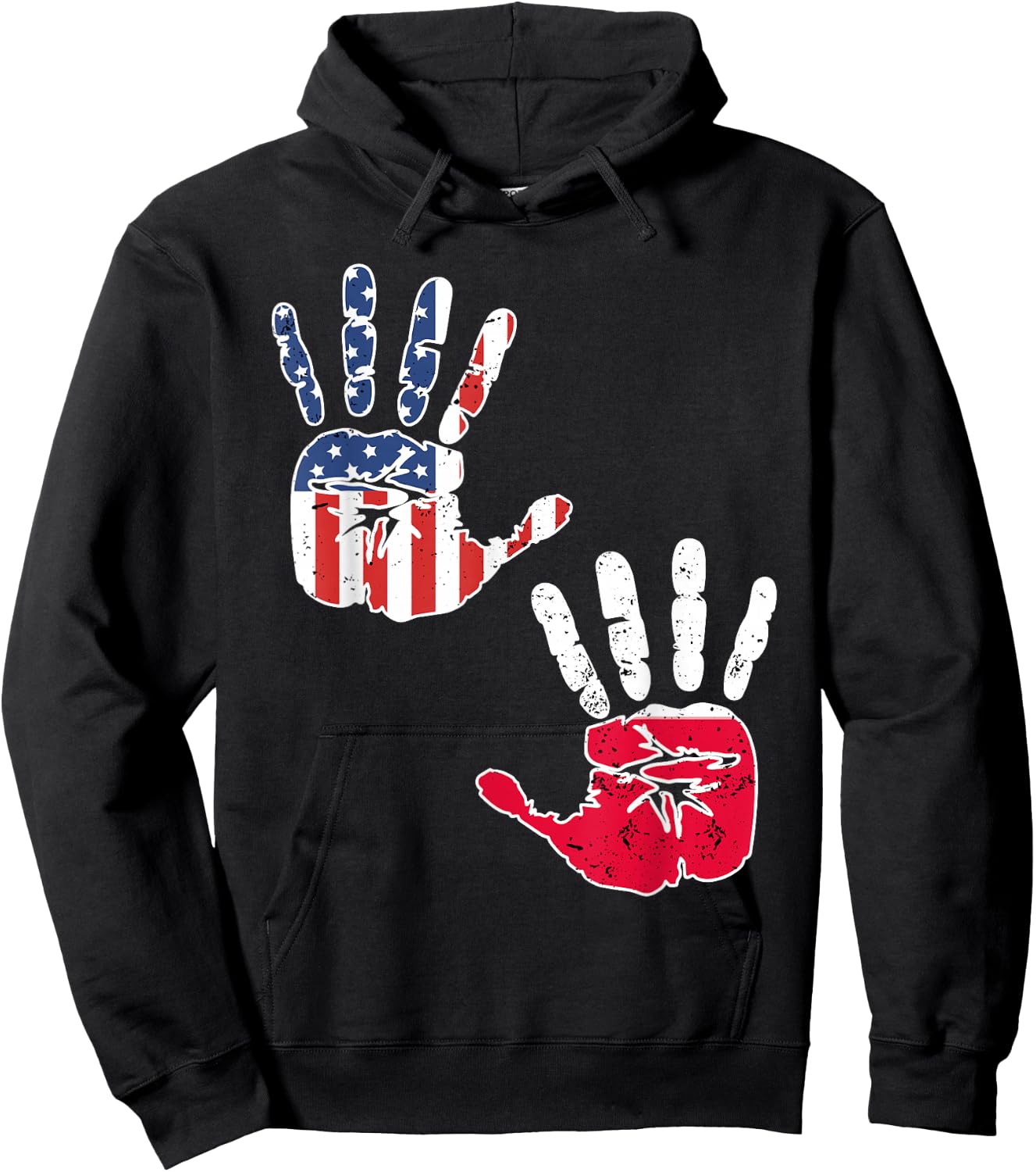 USA Poland Handprint Shirt Proud Polska Flag Polish American Hoodie - Hoodie | Black