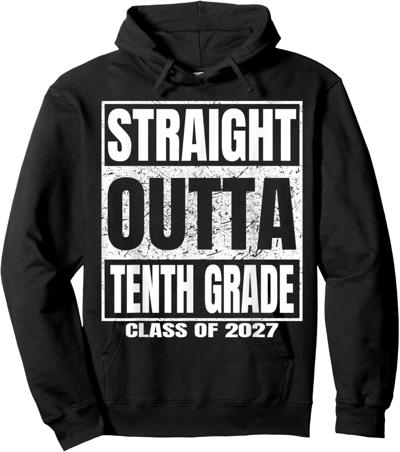 Straight Outta Tenth Grade Graduation Class 2027 10th Grade Hoodie - Hoodie | Black