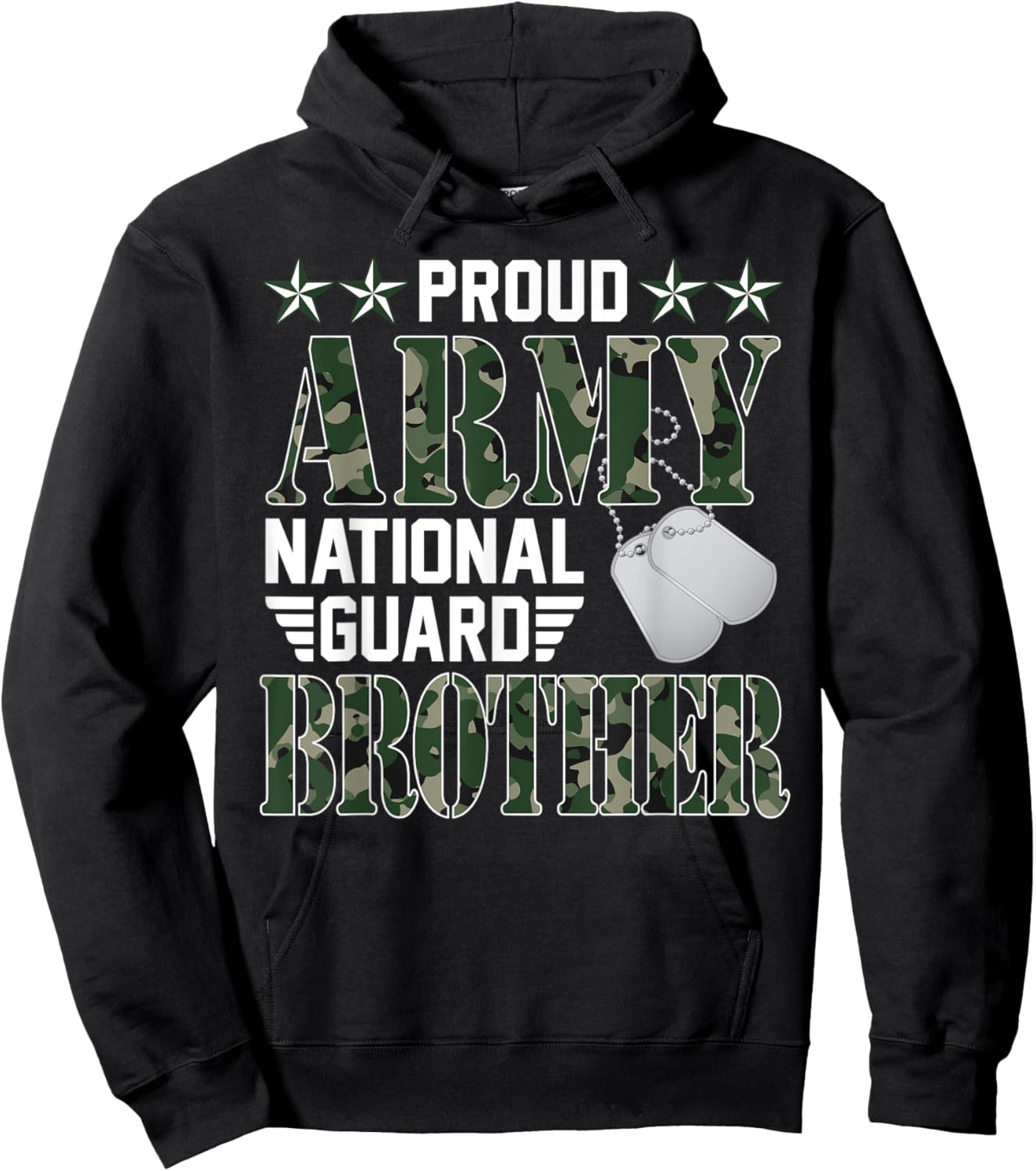 Proud Army National Guard Brother Military Family Veteran Hoodie - Hoodie | Black