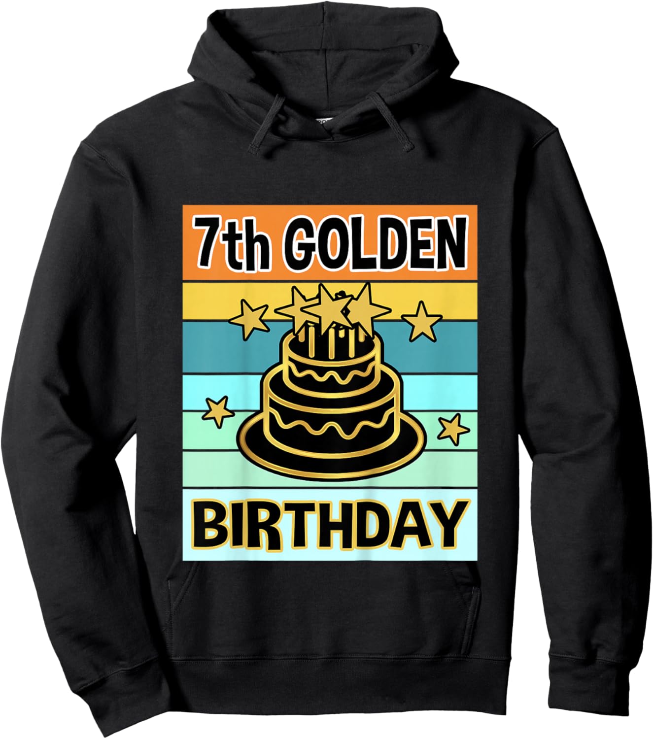 Kids 7th Golden Birthday Shirt My Birthday Golden Boys Girls Hoodie - Hoodie | Black