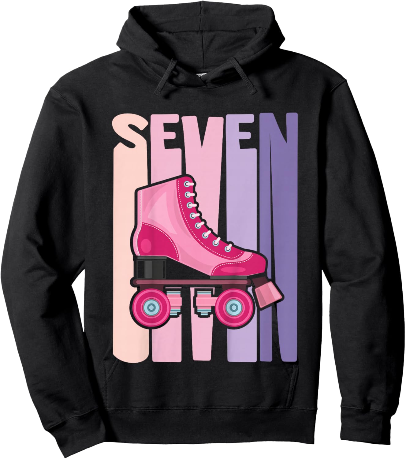 7 Year Old Cute Roller Skating Birthday Girl 7th B-Day Hoodie - Hoodie | Black