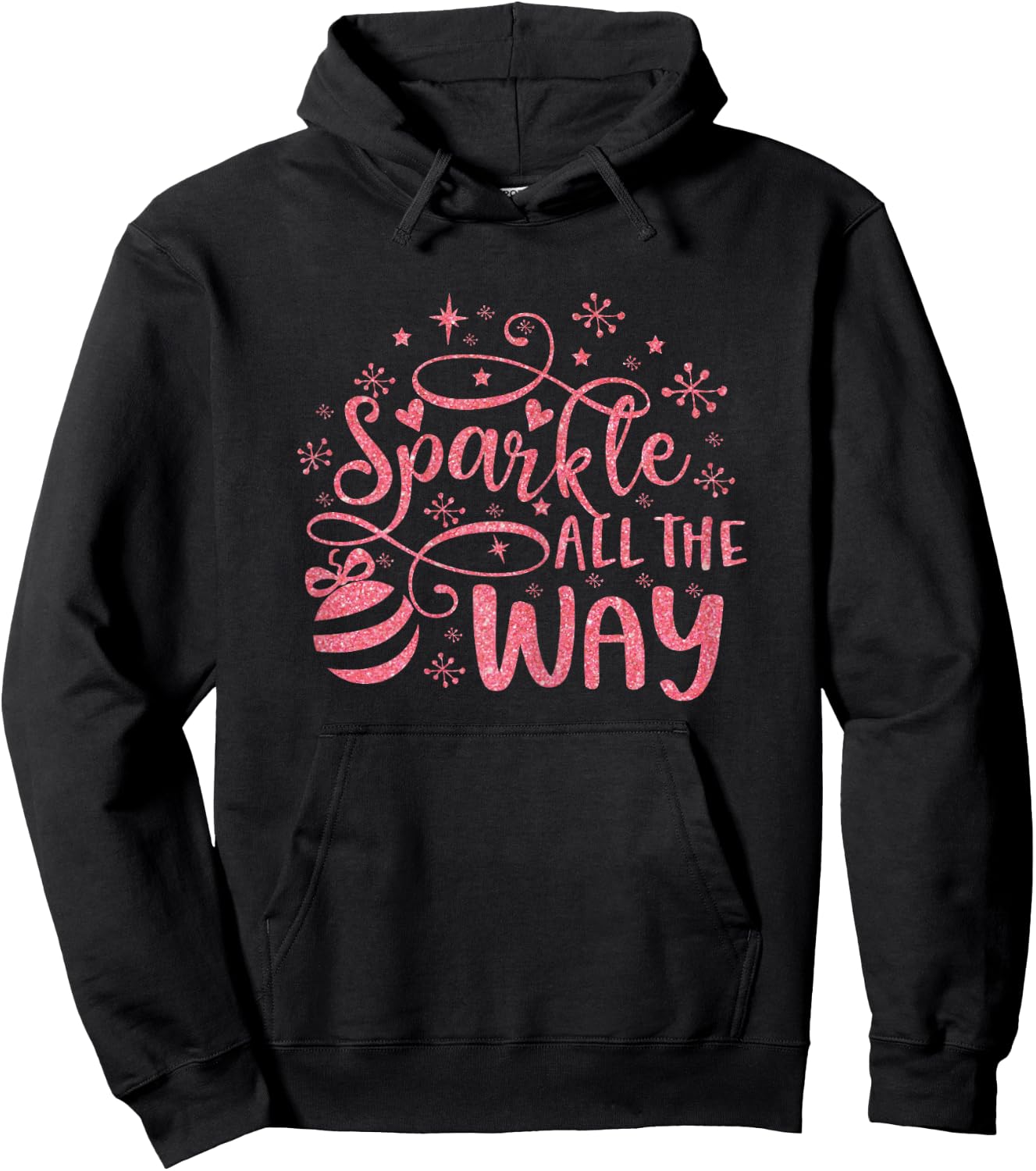 Sparkle All The Way Cute Christmas Pink For Girls Hoodie - Hoodie | Black