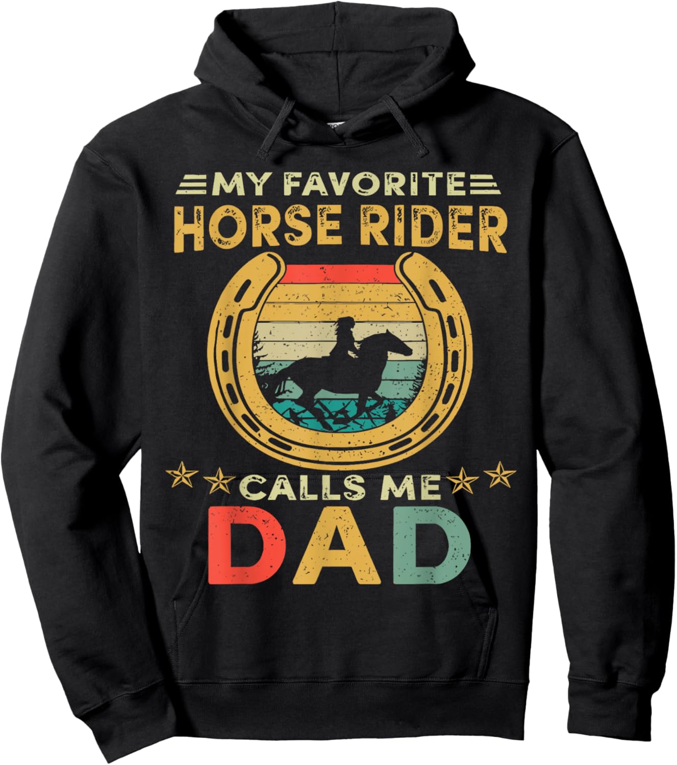 Vintage My Favorite Horse Rider Calls Me Dad Father's Day Hoodie - Hoodie | Black
