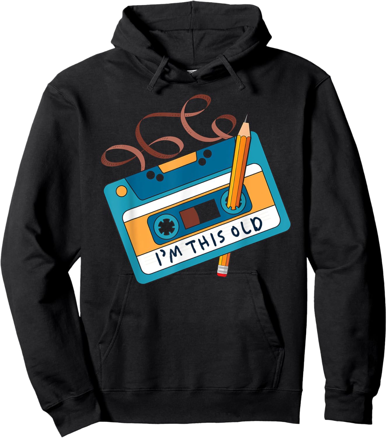 I'm This Old Cassette Tape Pencil 90s 80s Retro Vintage Hoodie - Hoodie | Black