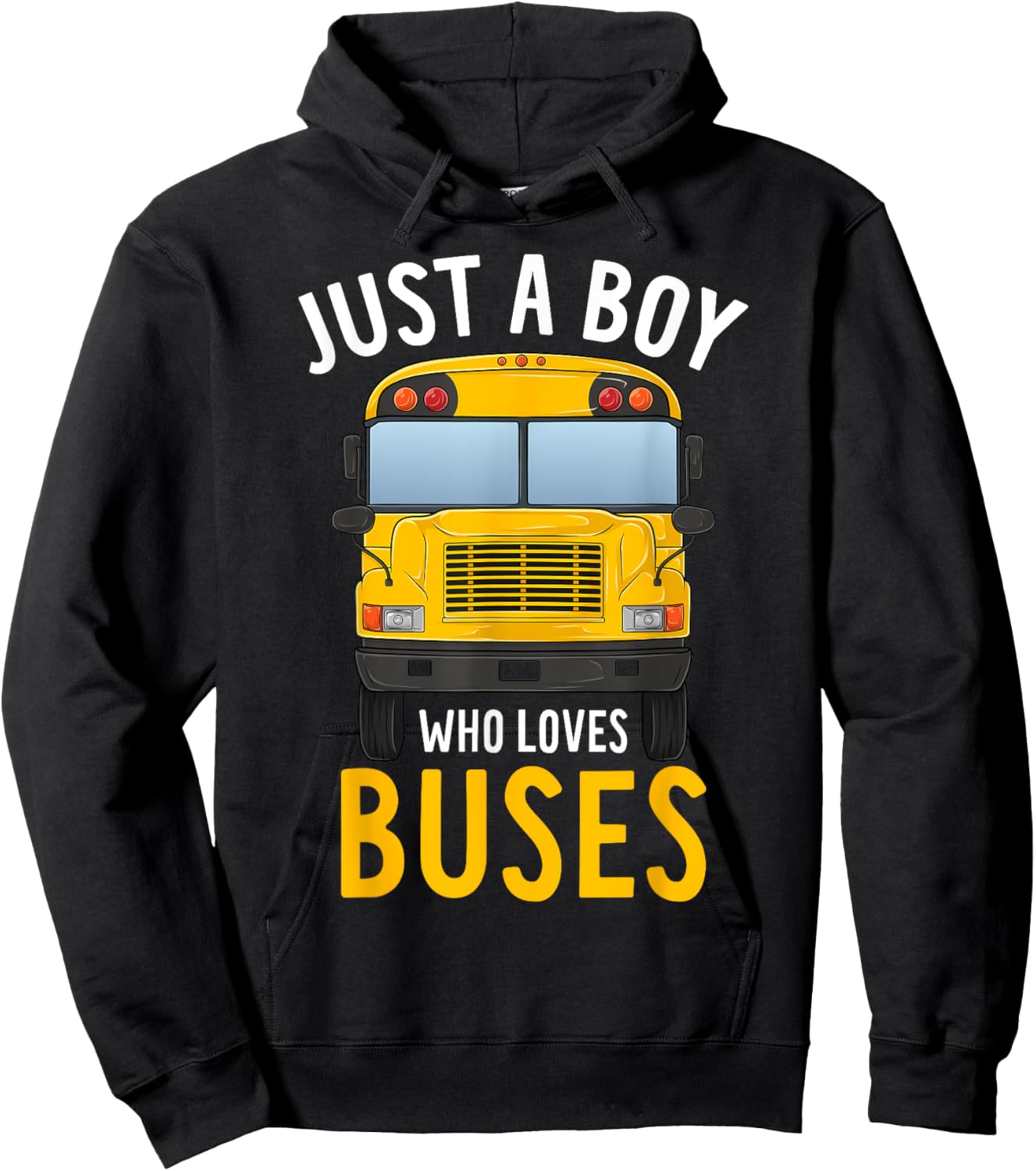 Just A Boy Who Loves Buses Cute Yellow Bus Lover Kids Boys Hoodie - Hoodie | Black