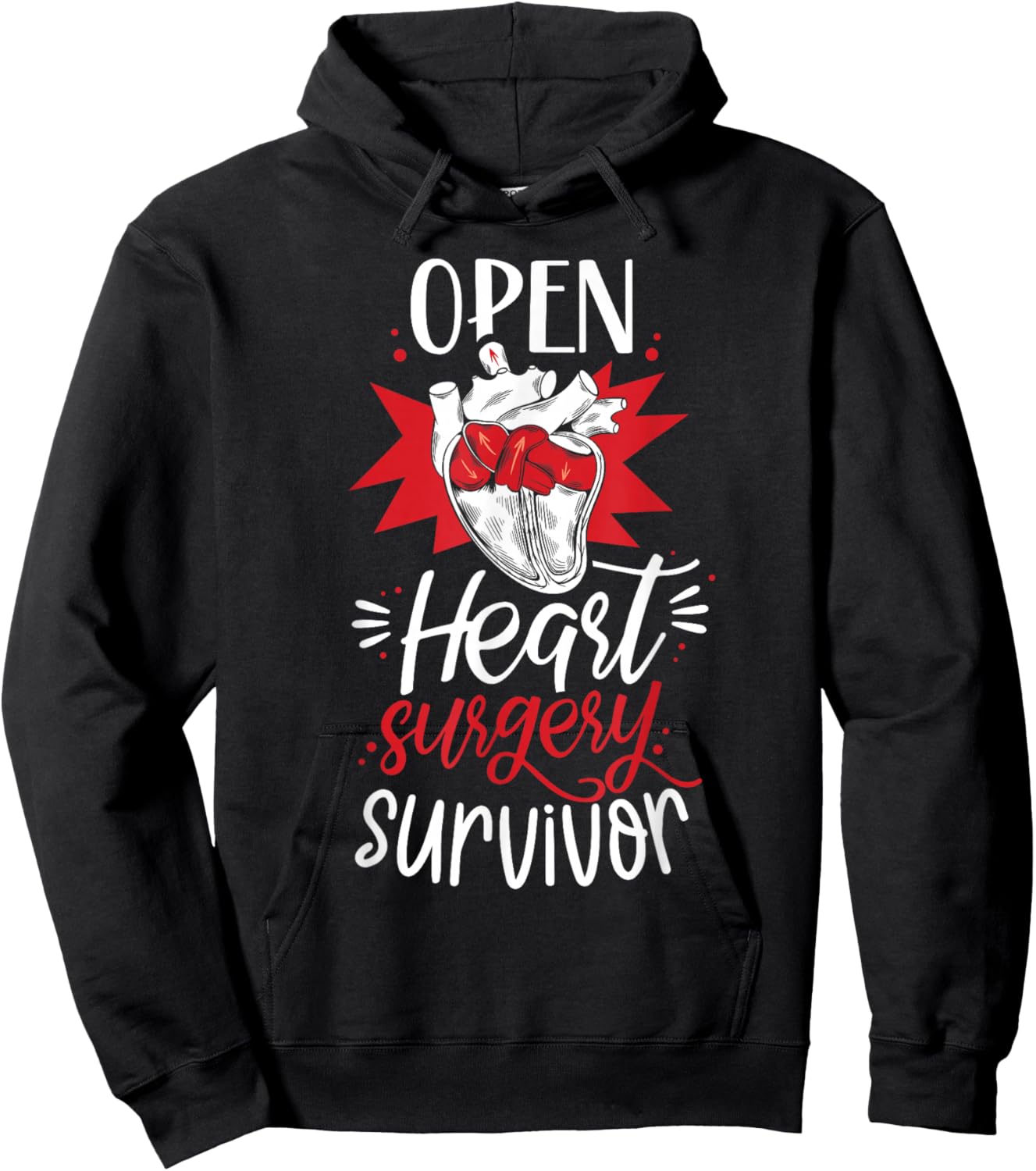 Open Heart Surgery Survivor Patient Operation Recovery Hoodie - Hoodie | Black