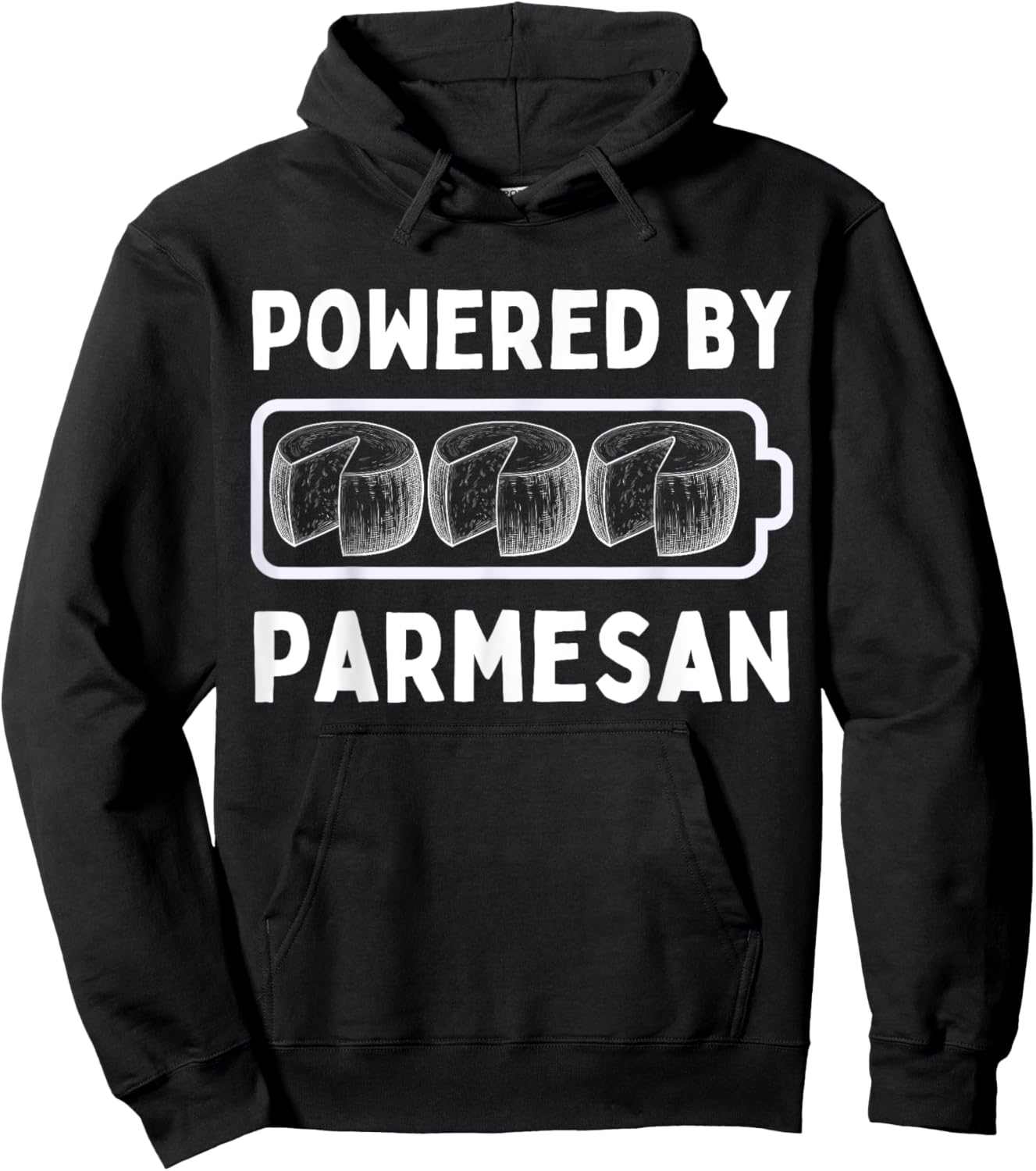 Powered By Parmesan Cheese Funny Italian Parmigiano Reggiano Hoodie - Hoodie | Black