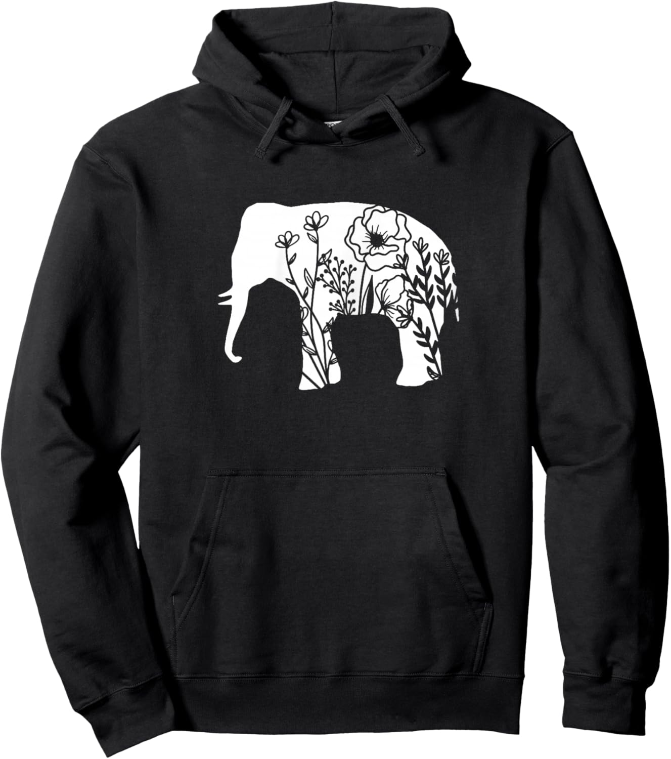 Girls Floral Elephant with Flower Graphic for Teens Mom Hoodie - Hoodie | Black