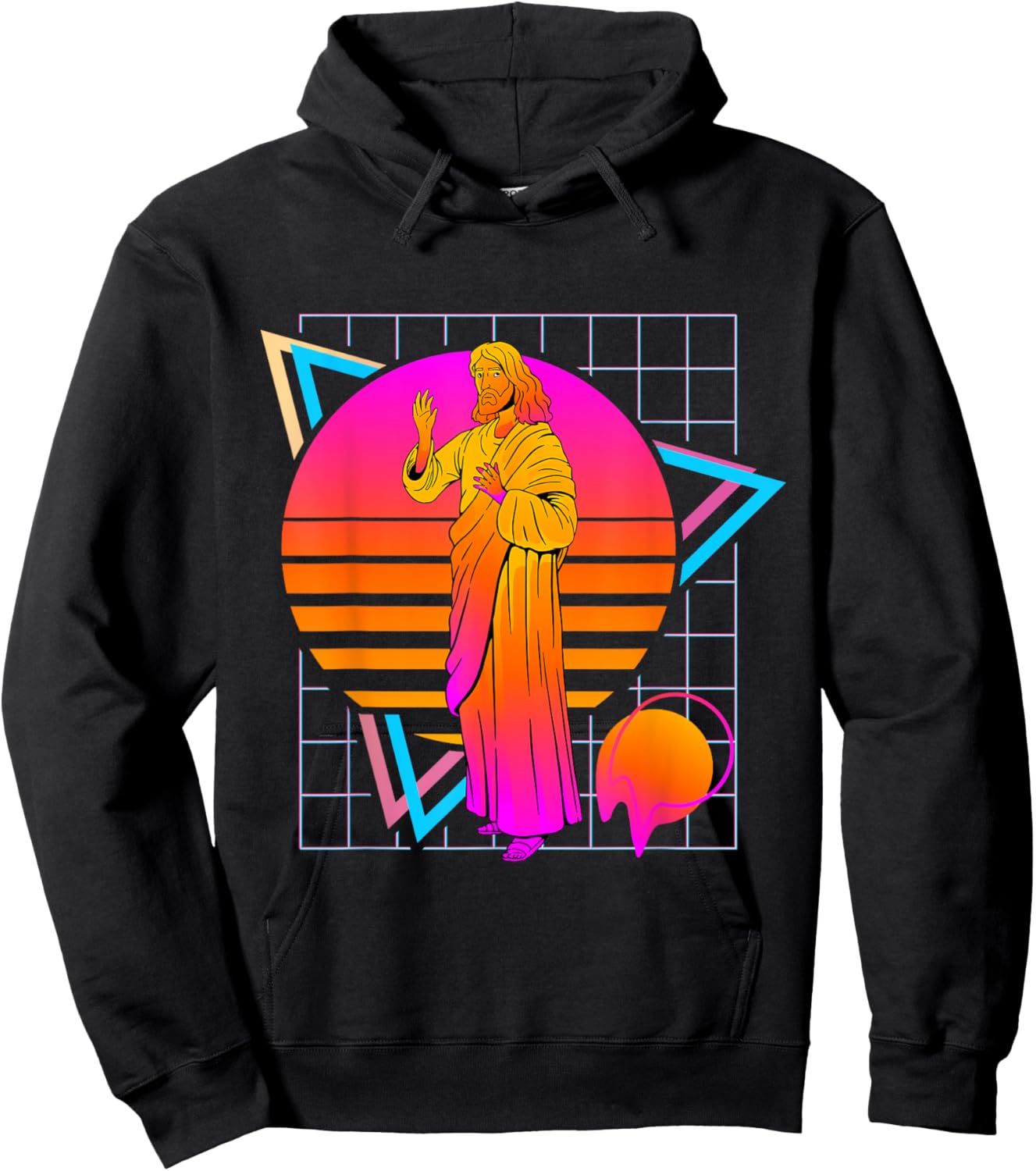 Jesus Retro 80s Style Vintage Religion Hoodie - Hoodie | Black