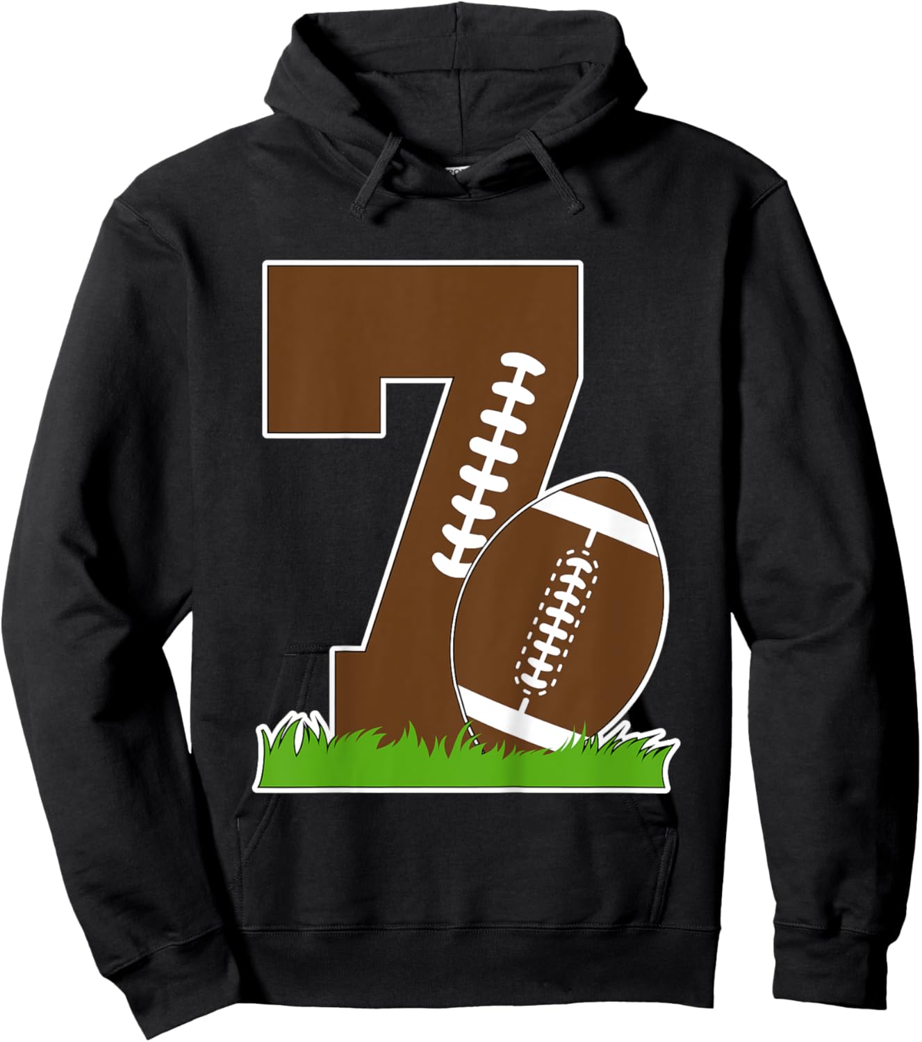 Kids 7th Birthday Football Boy Seven Year Old Football Player Hoodie - Hoodie | Black