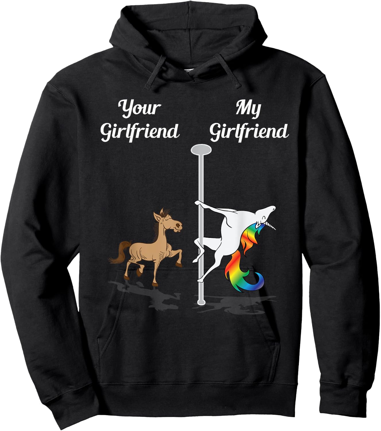 Your Girlfriend My Girlfriend Pole Dancing Unicorn Dancer Hoodie - Hoodie | Black