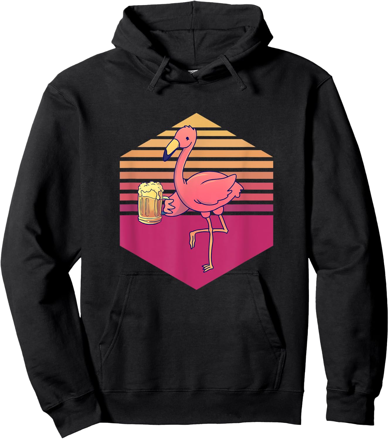 Flamingo Drinking Beer Vintage Hoodie - Hoodie | Black