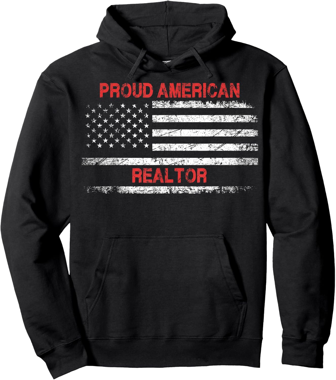 Proud American Patriotic USA Flag Gift Realtor Men Hoodie - Hoodie | Black