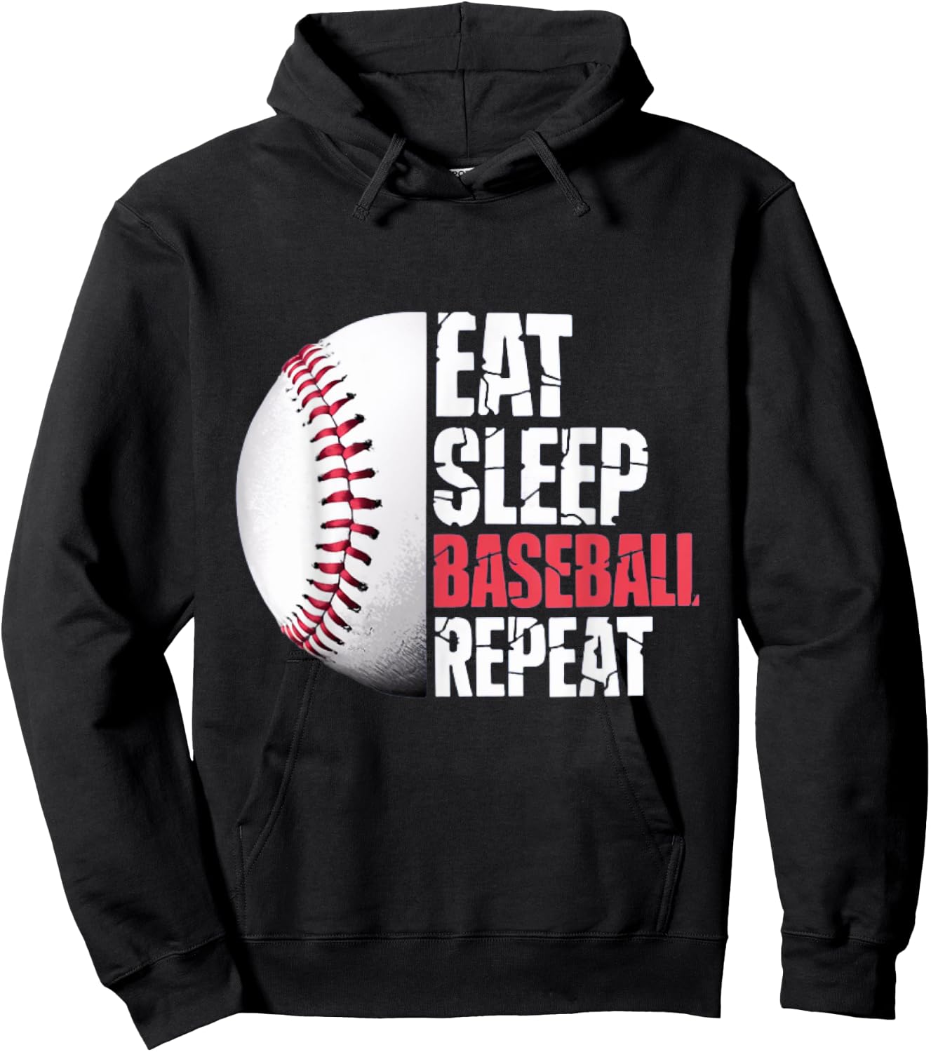 Eat Sleep Baseball Repeat Baseball Player Funny Baseball Hoodie - Hoodie | Black