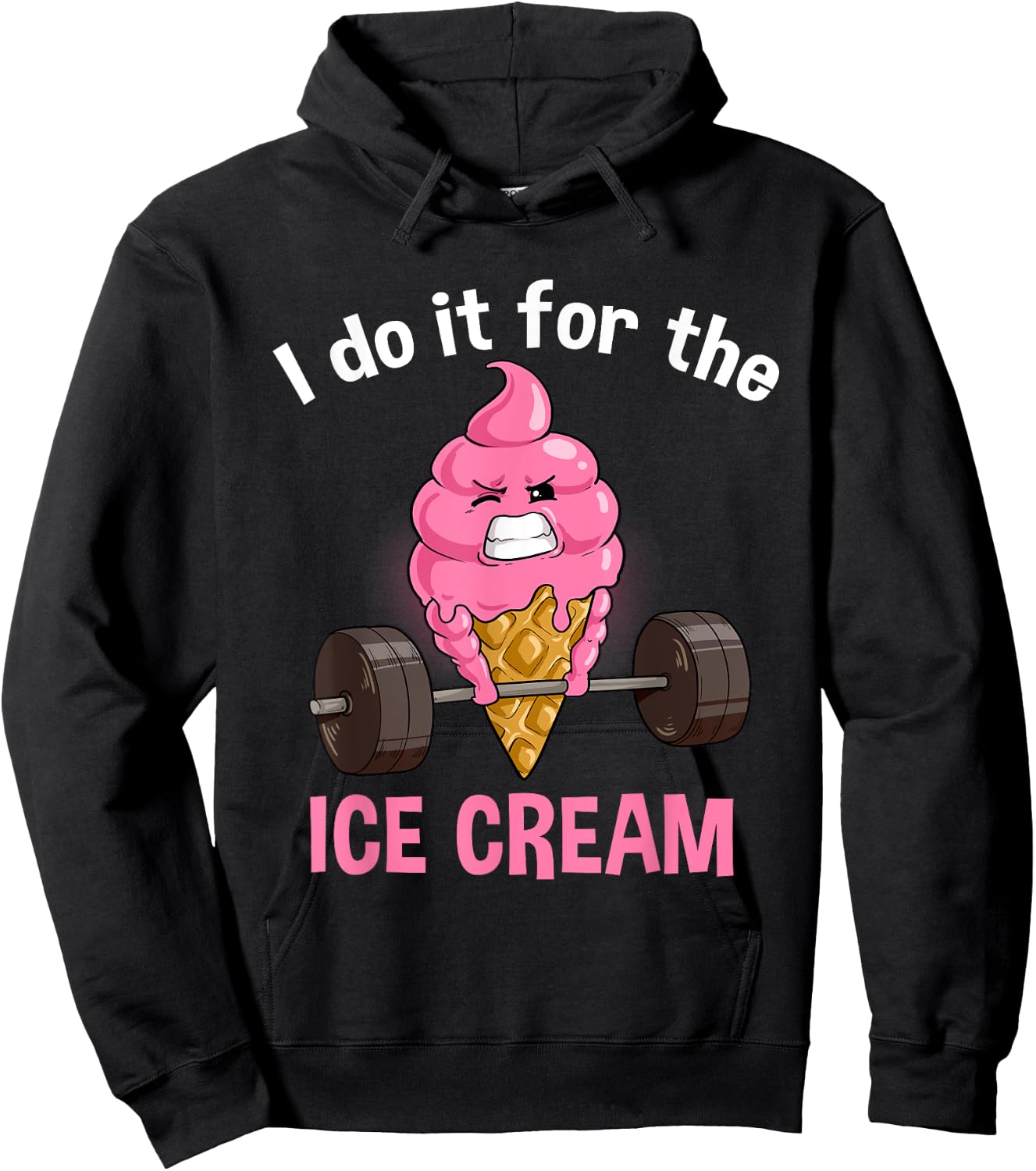 Funny Ice Cream Workout Fitness Muscle Gym Icecream Hoodie - Hoodie | Black