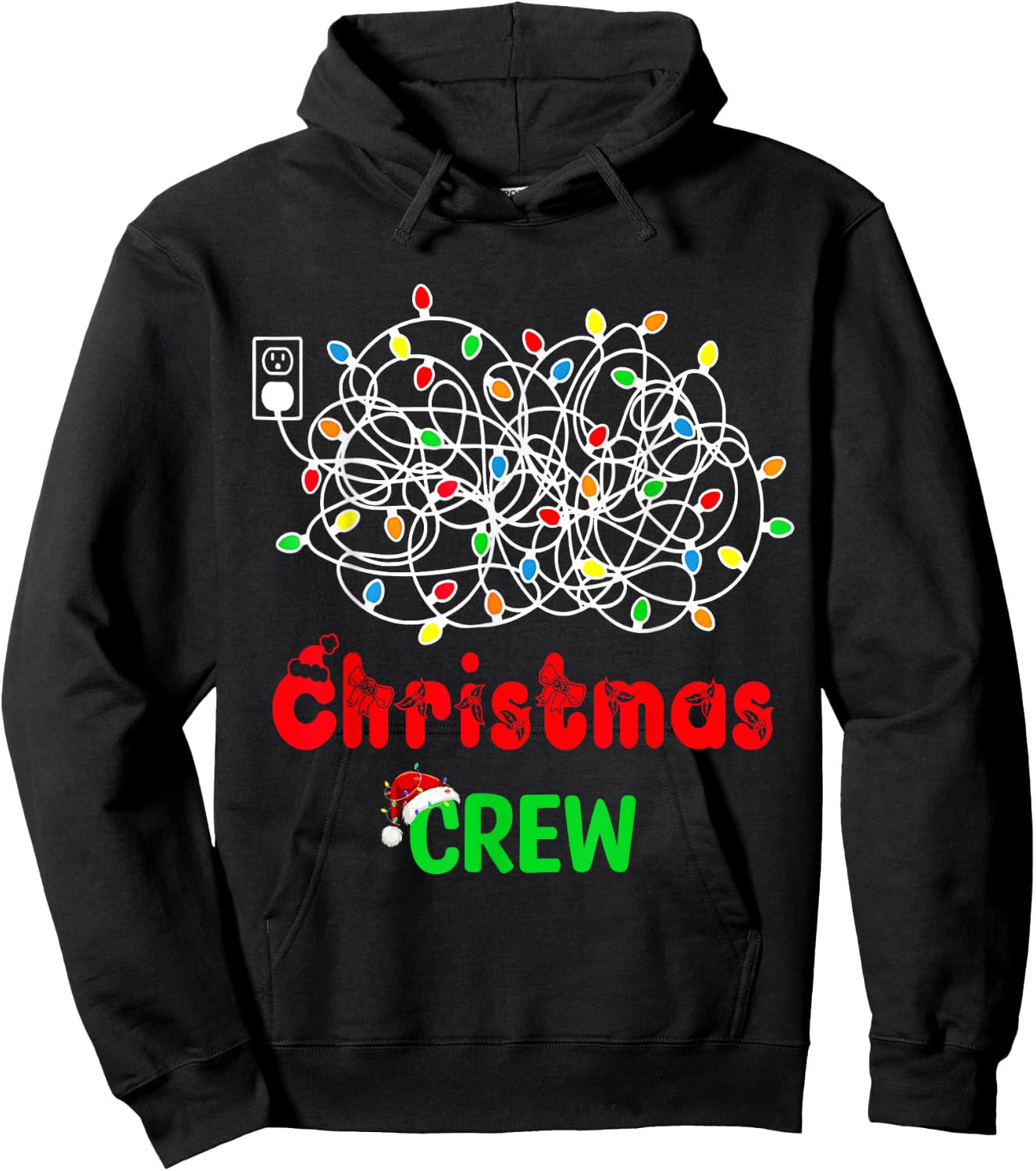 Christmas Crew Xmas Lights Pajama Happy Holiday Boy Girl Hoodie - Hoodie | Black