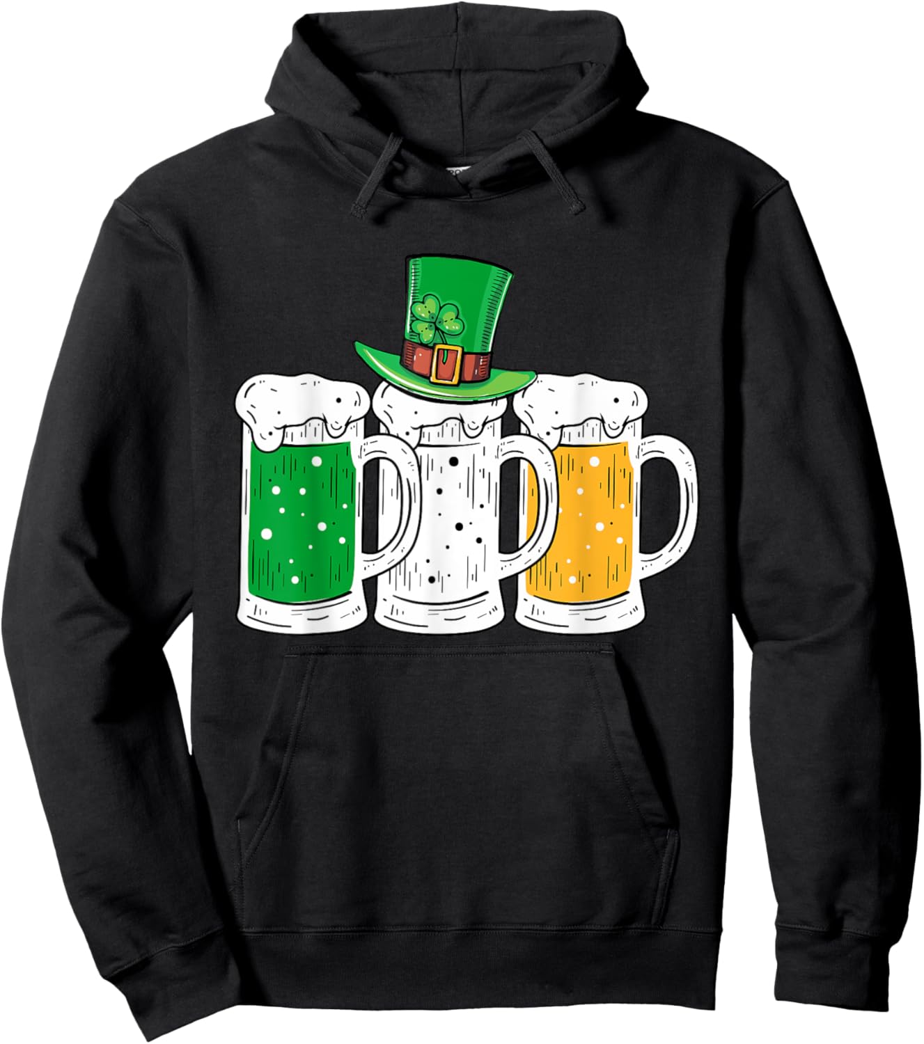 St Patricks Day Irish Beer Ireland Flag Clovers Shamrock Hoodie - Hoodie | Black