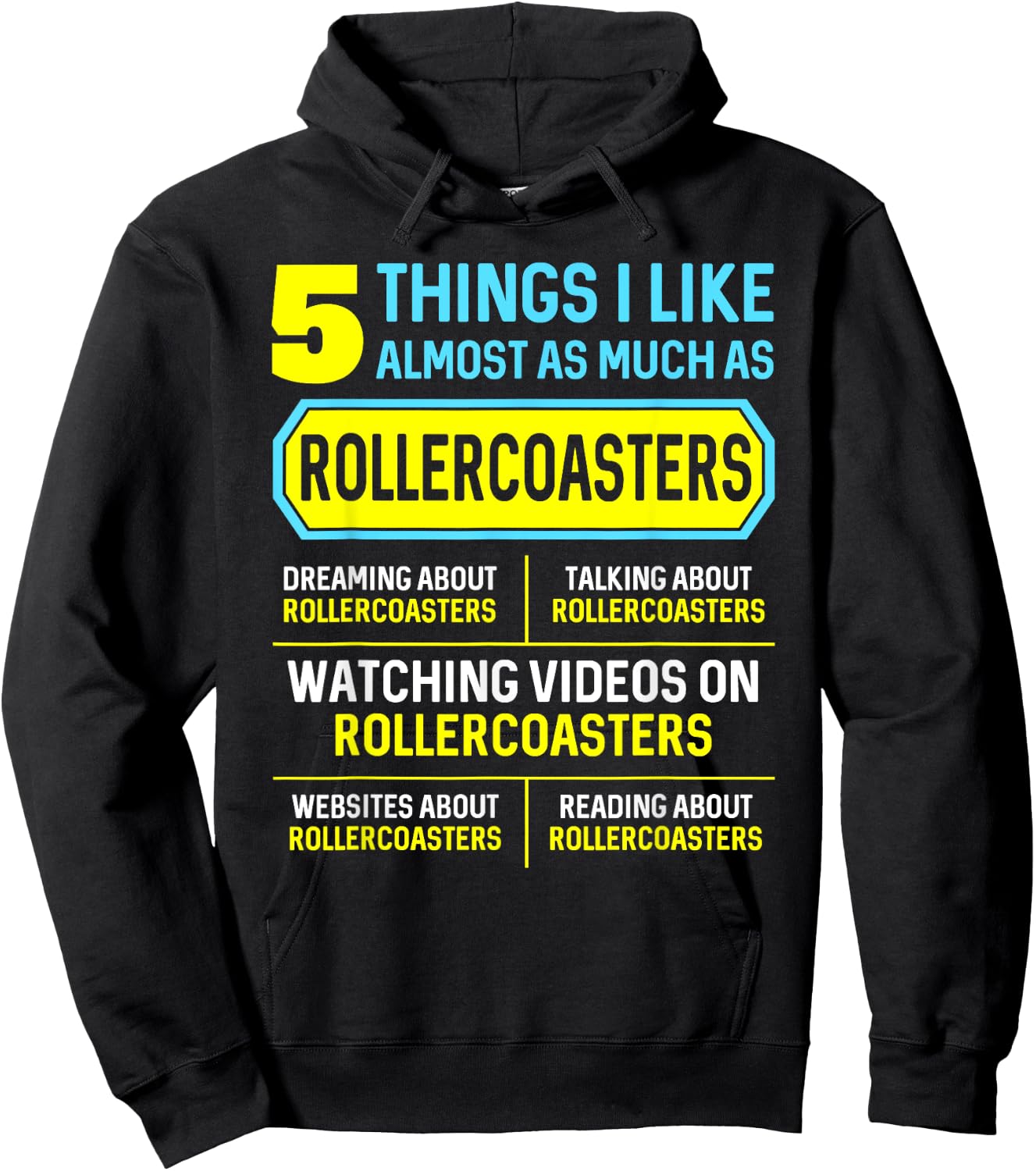 Funny Hobby Roller Coaster Gifts 5 Things Women Hoodie - Hoodie | Black