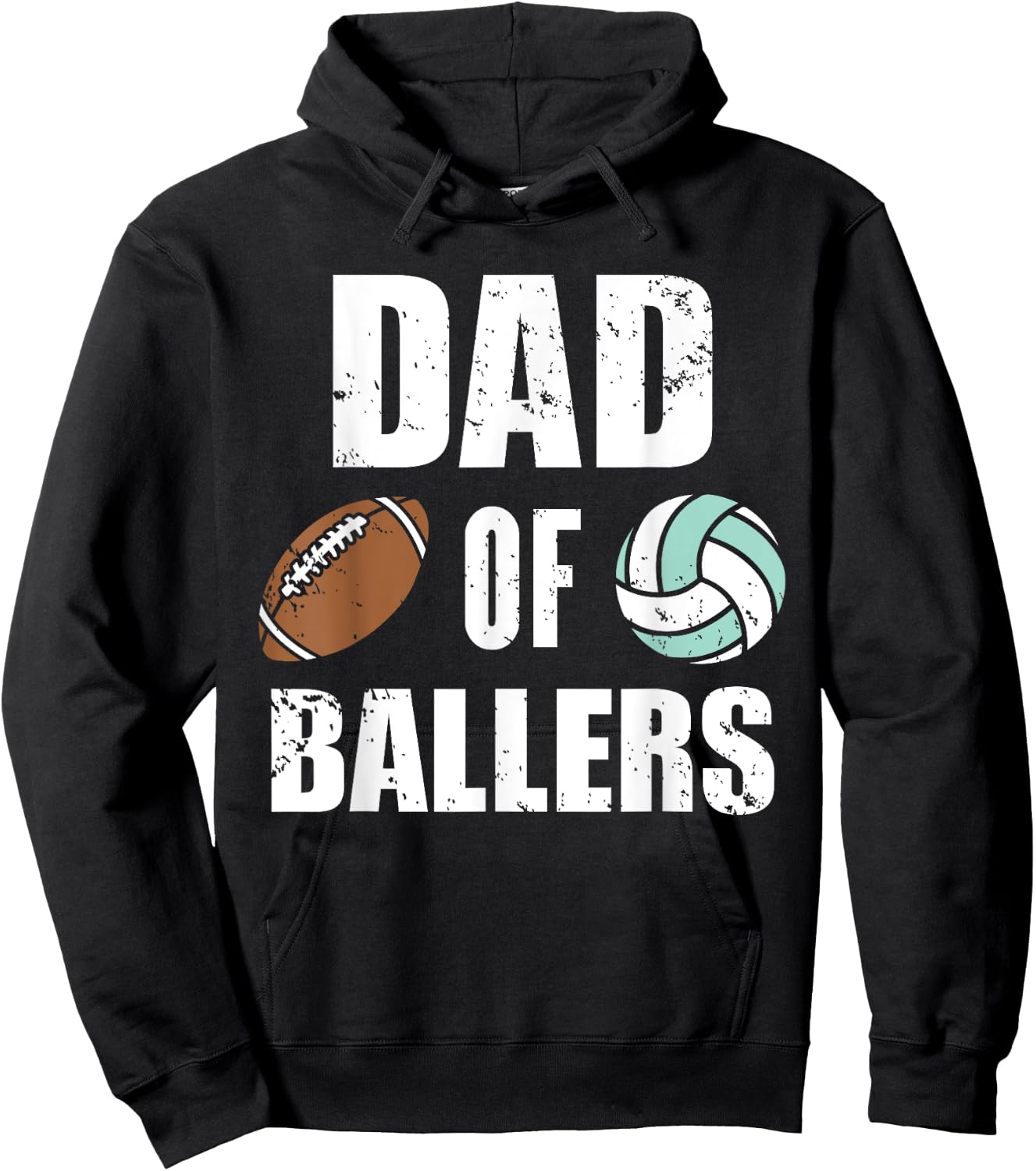 Dad Of Ballers Funny Football Volleyball Dad Hoodie - Hoodie | Black