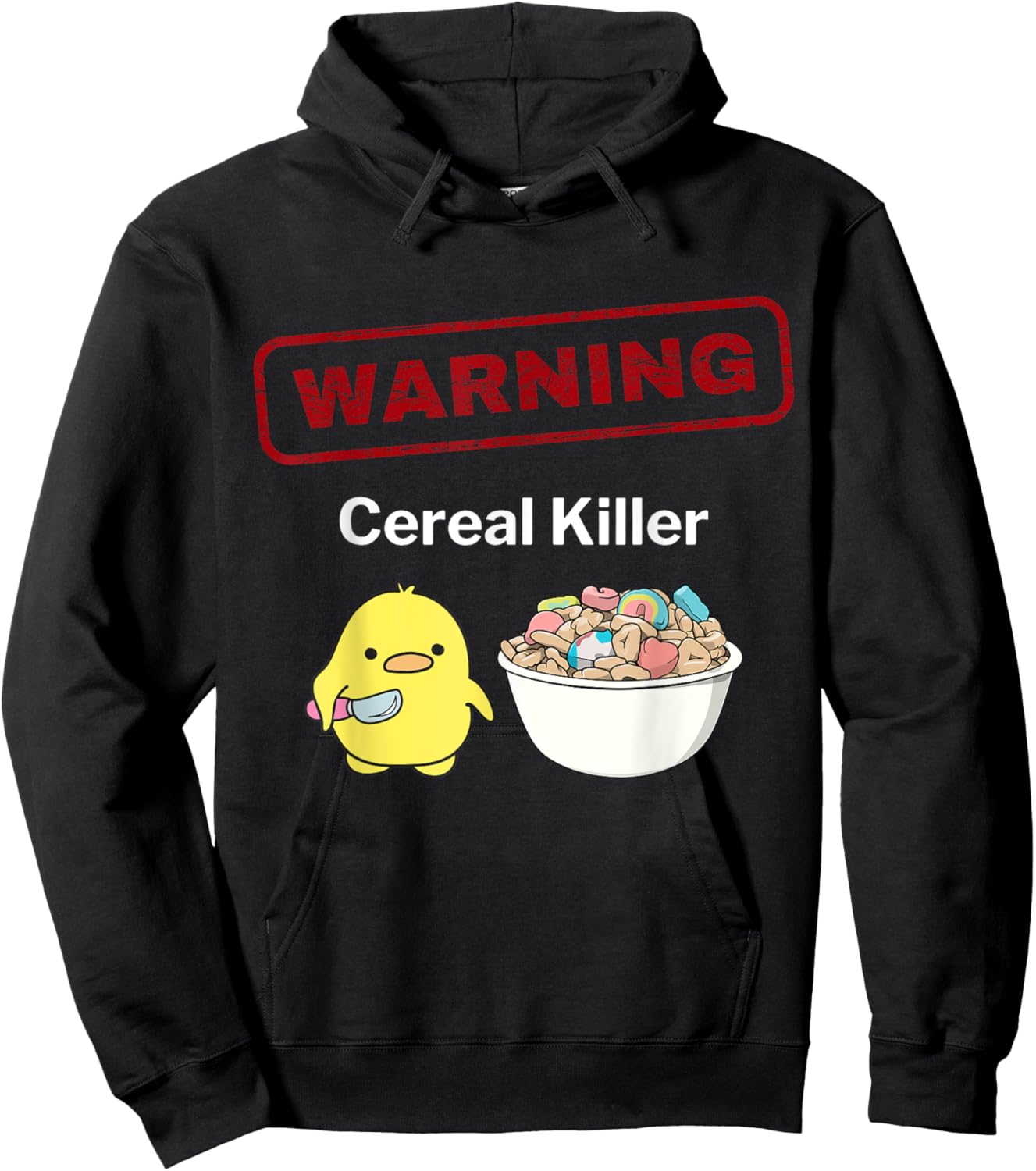Funny Warning Cereal Killer Caution Cute Kawaii Anime Chick Hoodie - Hoodie | Black