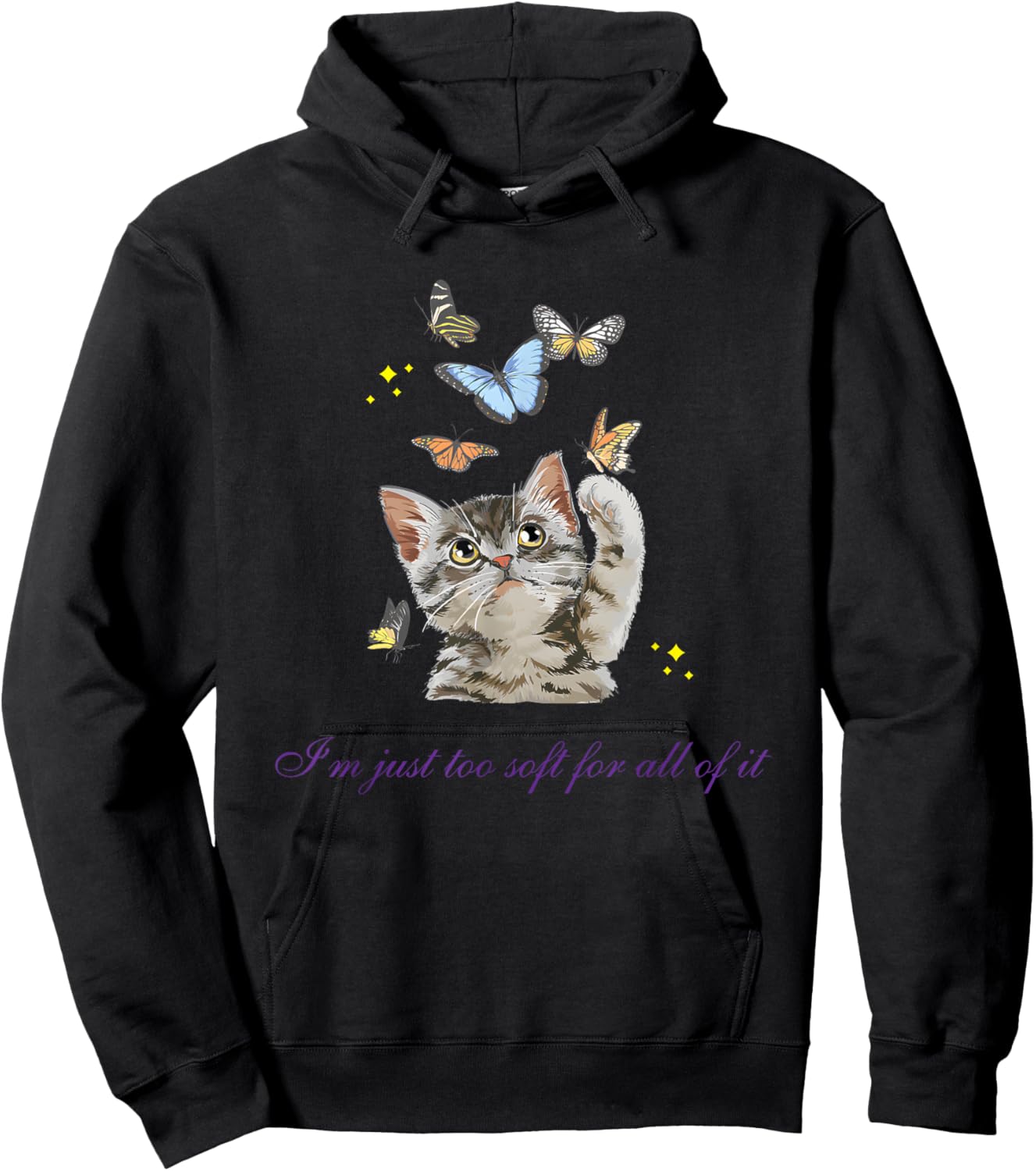I’m Just Too Soft For All Of It Cat Hoodie - Hoodie | Black