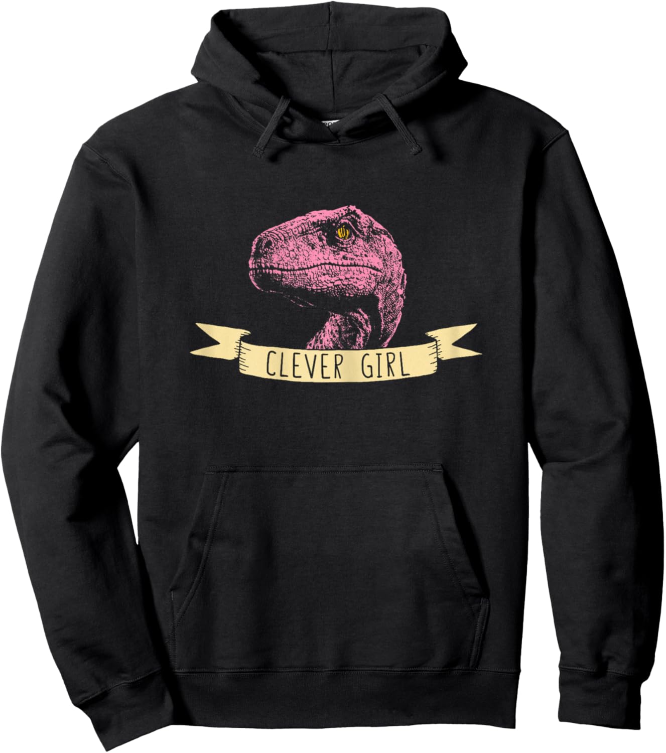 Clever Girl Pink Raptor for Adolescent Girls Dino Hoodie - Hoodie | Black