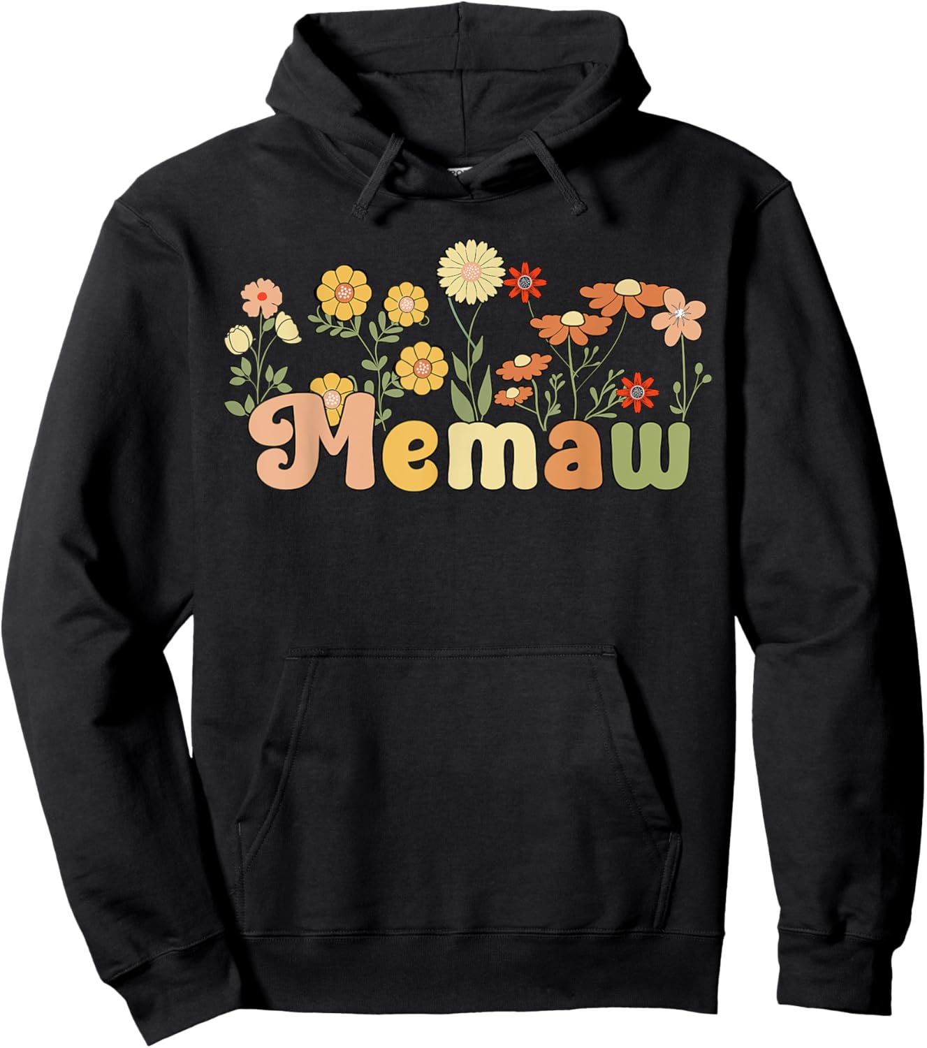 Groovy Memaw Grandmother Flowers Memaw Grandma Hoodie - Hoodie | Black