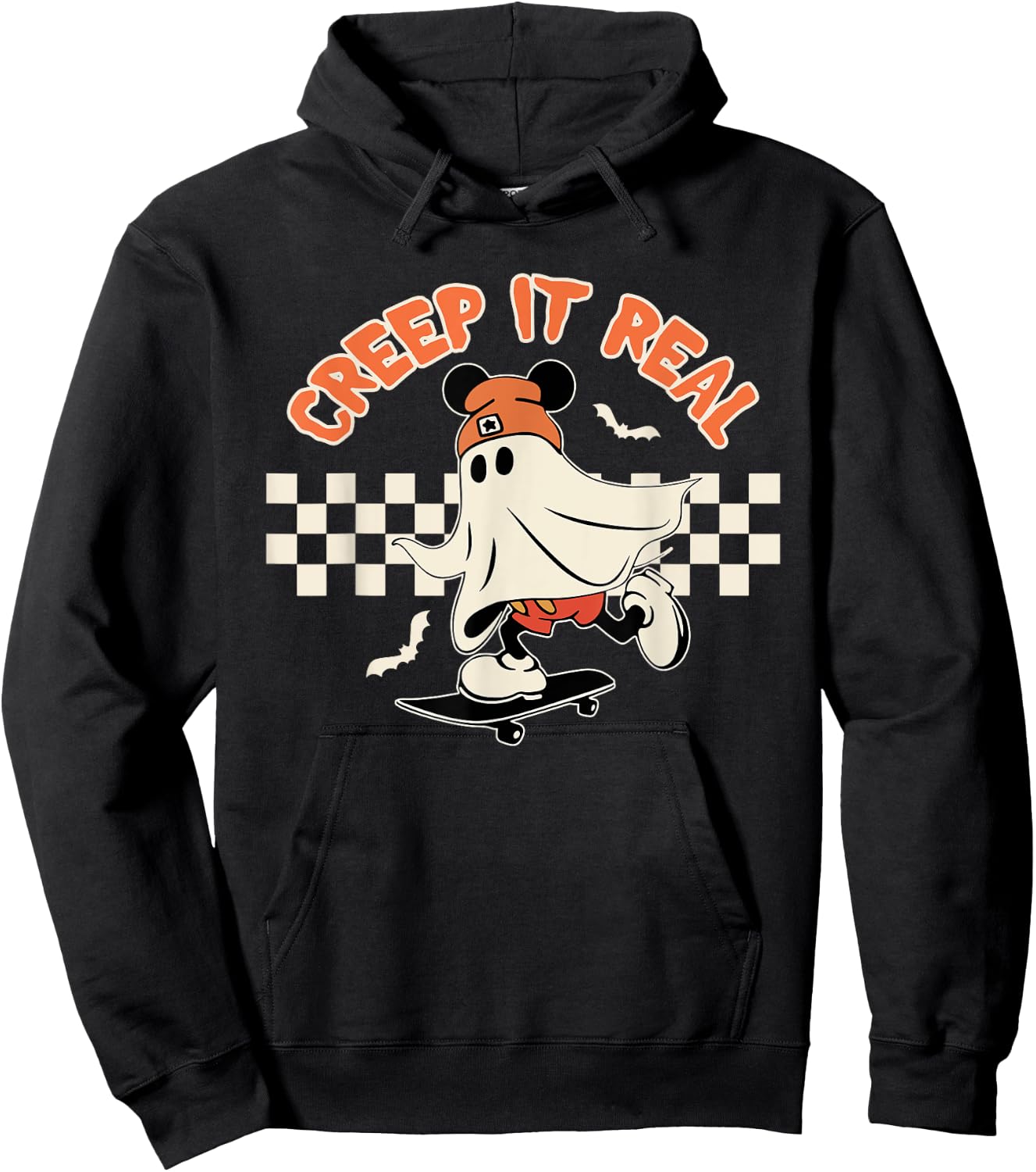 Creep it Real Spooky Ghost Mouse Men Women Halloween Hoodie - Hoodie | Black