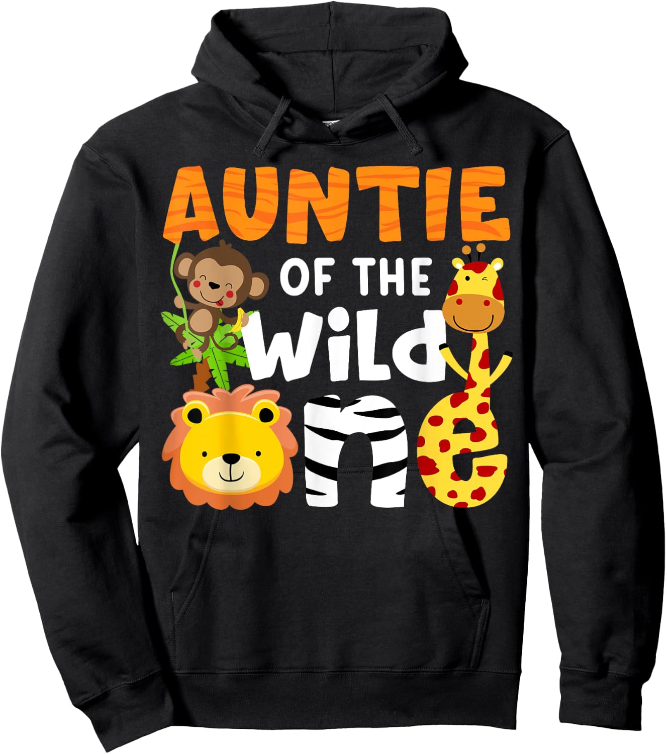 Auntie the Wild One Zoo Birthday Safari Jungle Animals Party Hoodie - Hoodie | Black