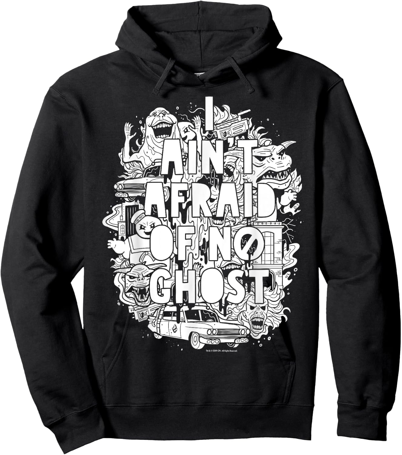 Ghostbusters Ain't Afraid Collage Poster Graphic Hoodie - Hoodie | Black