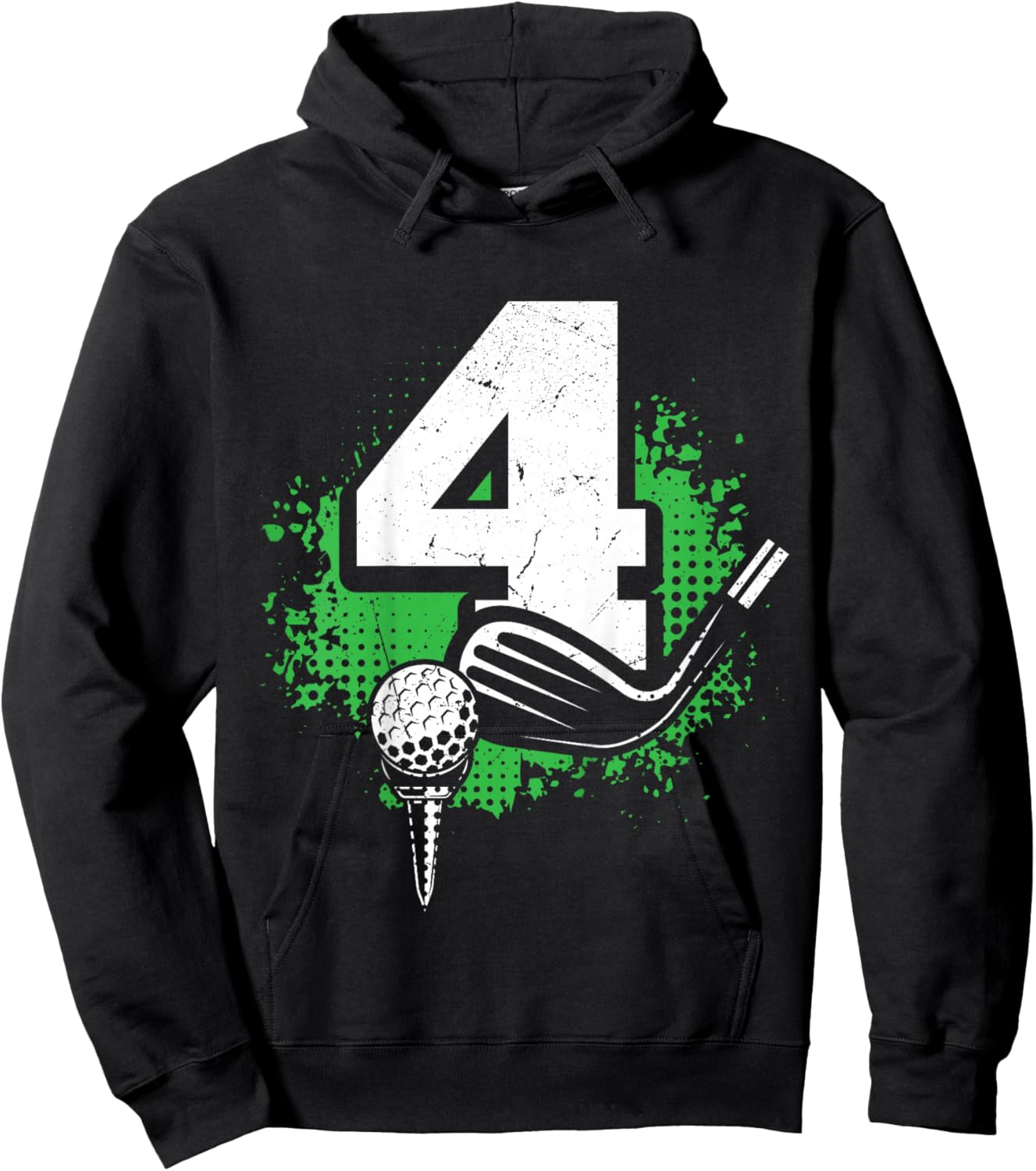 Kids 4th Birthday Boy Golf Player Golf 4 Years Old Hoodie - Hoodie | Black