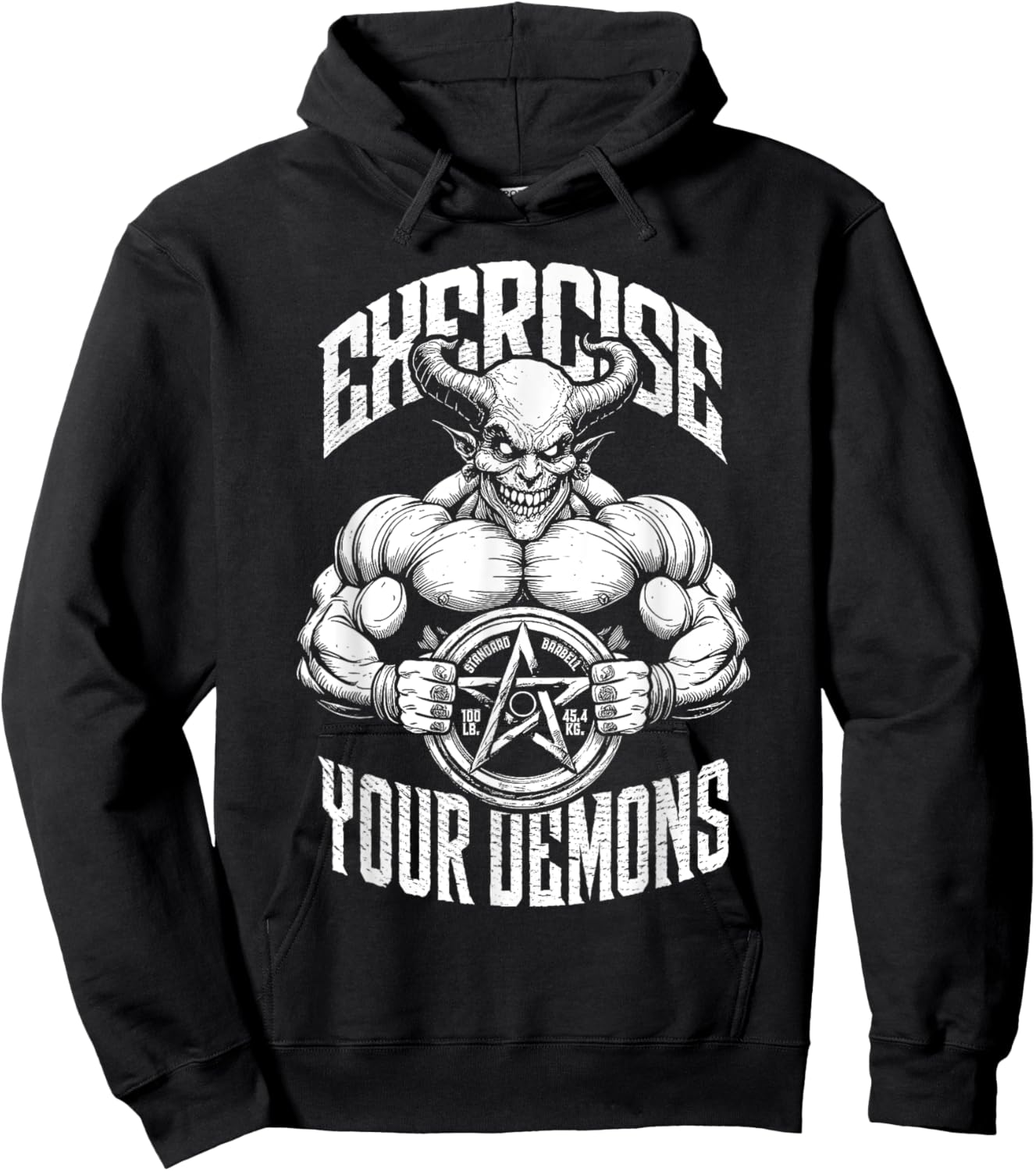 Exercise Your Demons Funny Gym Satanic Gothic Devil Workout Hoodie - Hoodie | Black