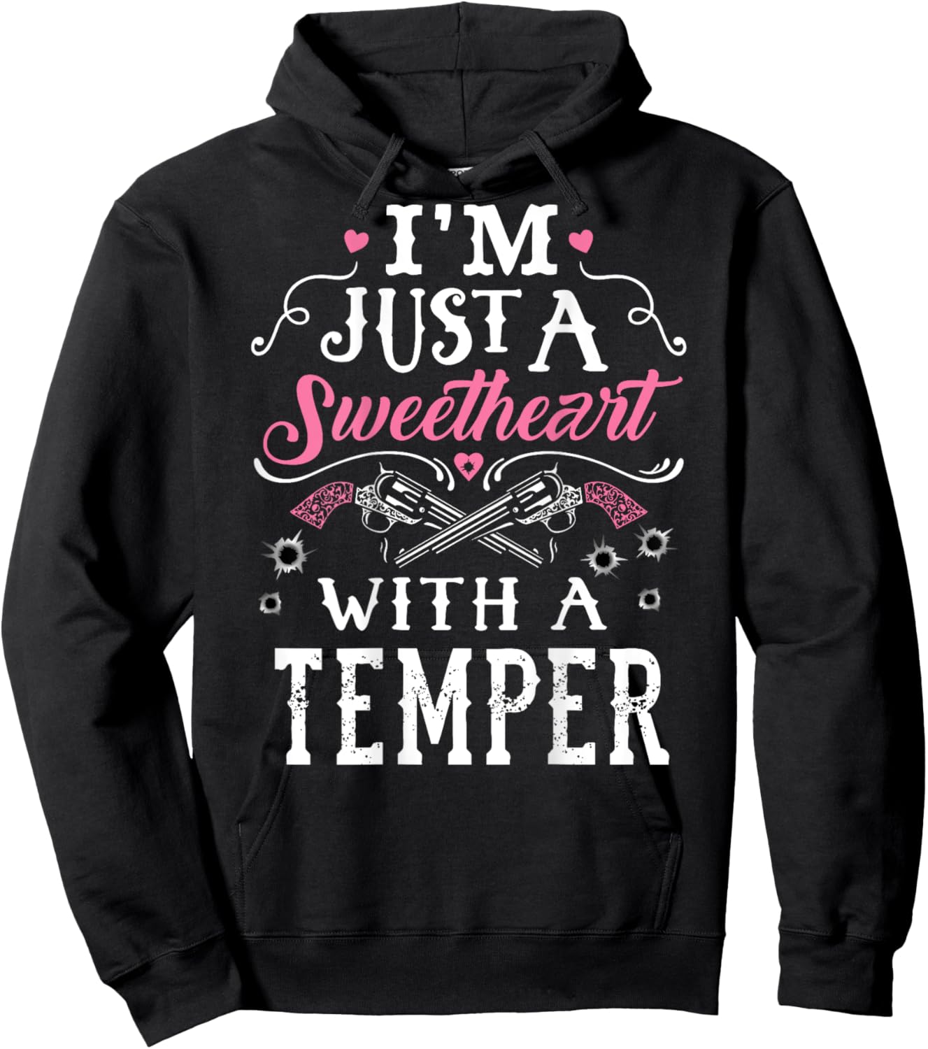 I'm Just A Sweetheart With A Temper Guns Heart Girls Hoodie - Hoodie | Black
