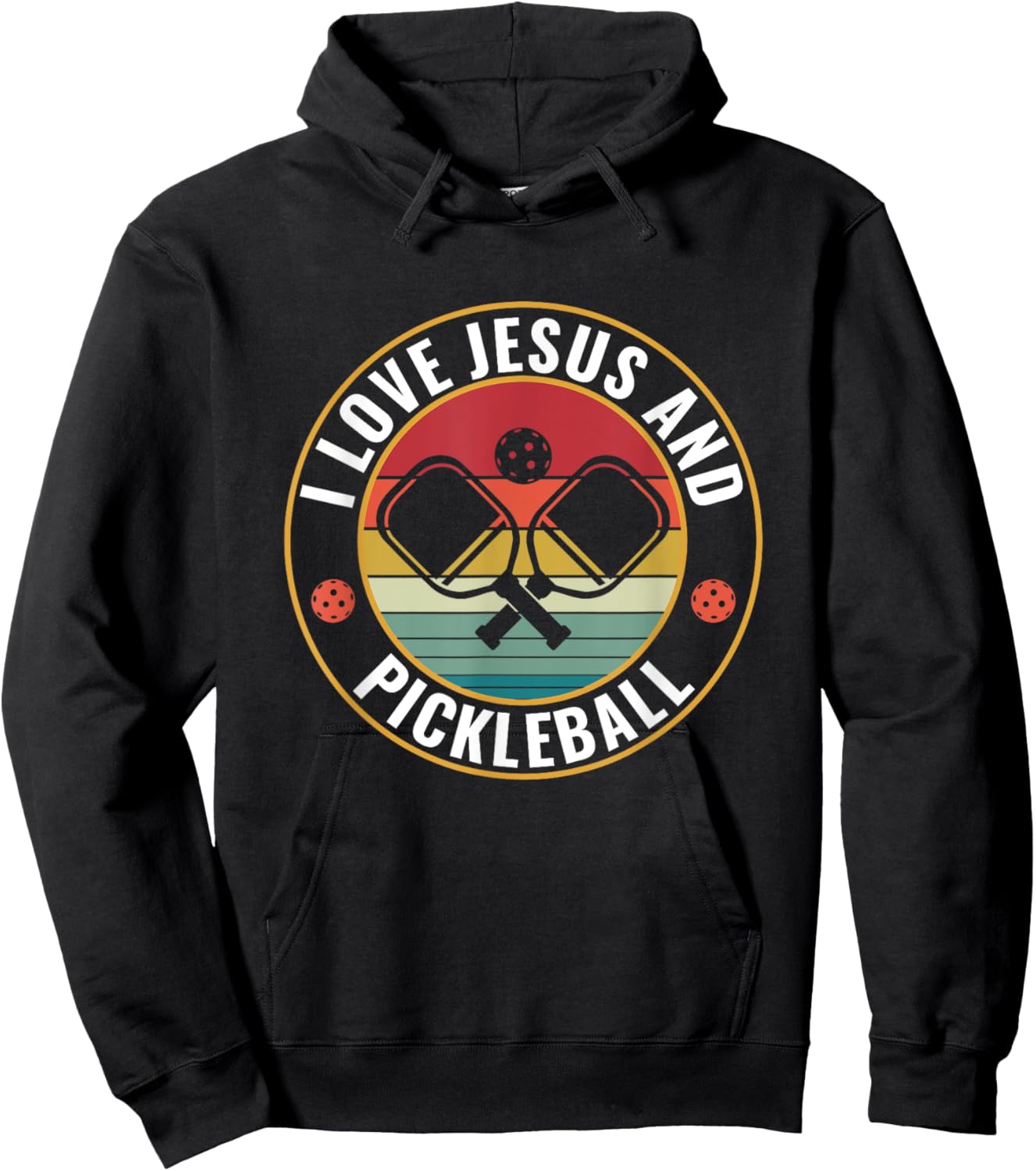 PicklebalI I Love Jesus and Pickleball Funny Quote Hoodie - Hoodie | Black