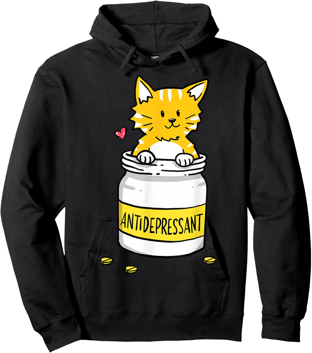 Antidepressant Depressive Pills Cat Cute Kitten Love Hoodie - Hoodie | Black