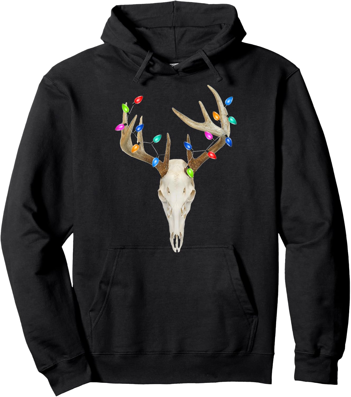 Deer Skull Hunting Christmas Whitetail Buck Hoodie - Hoodie | Black